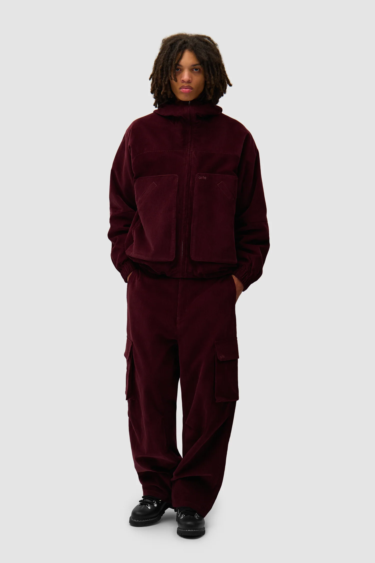Corduroy Cargo Pants - Bordeaux - Image 6