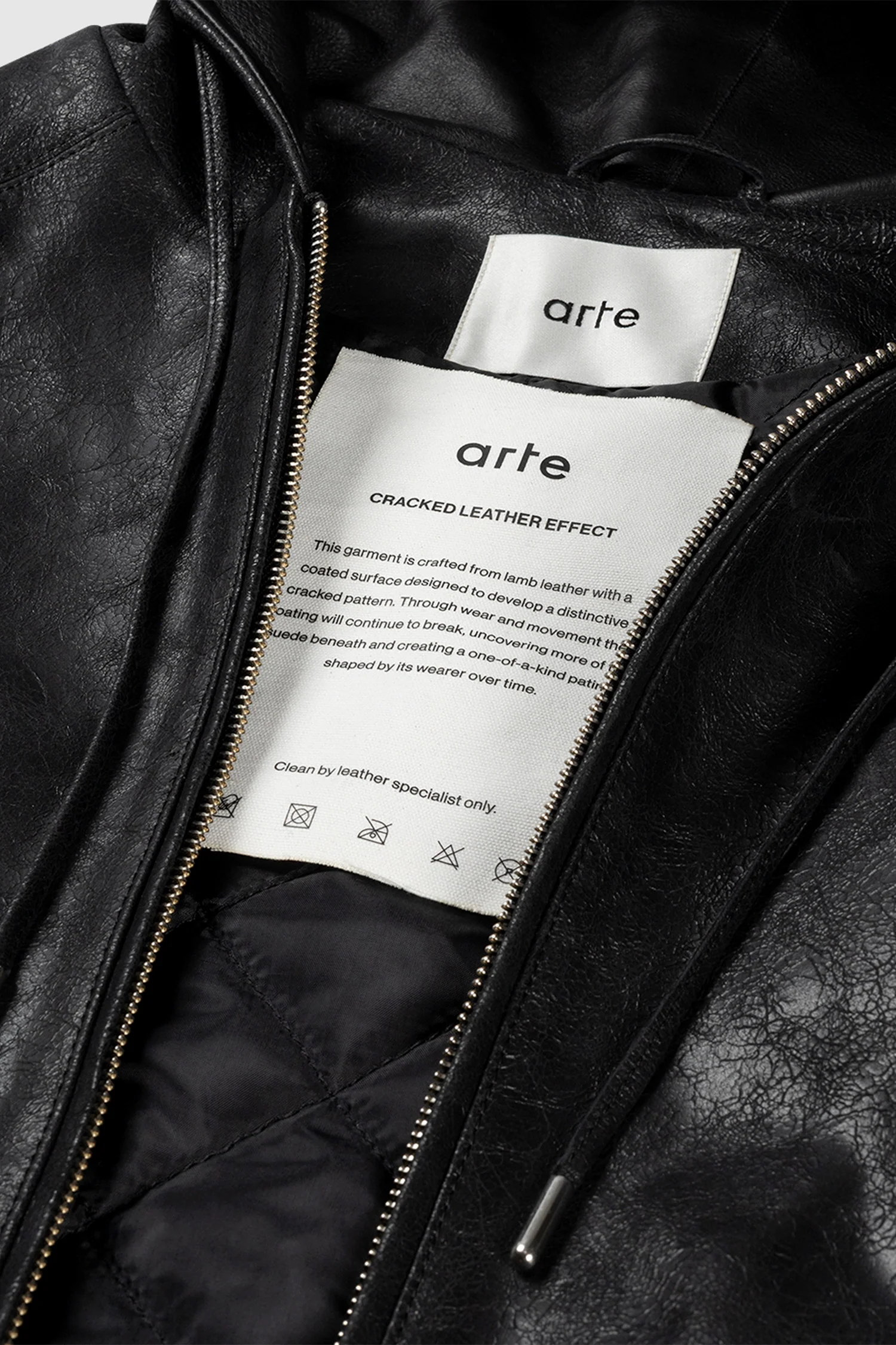Cracked Leather Jacket - Black - Image 10