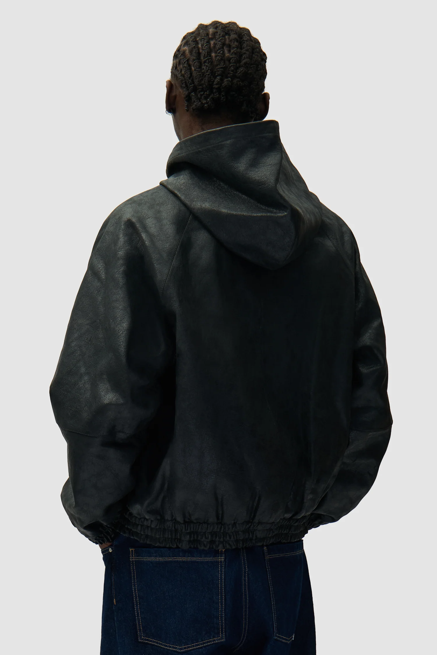 Cracked Leather Jacket - Black - Image 3