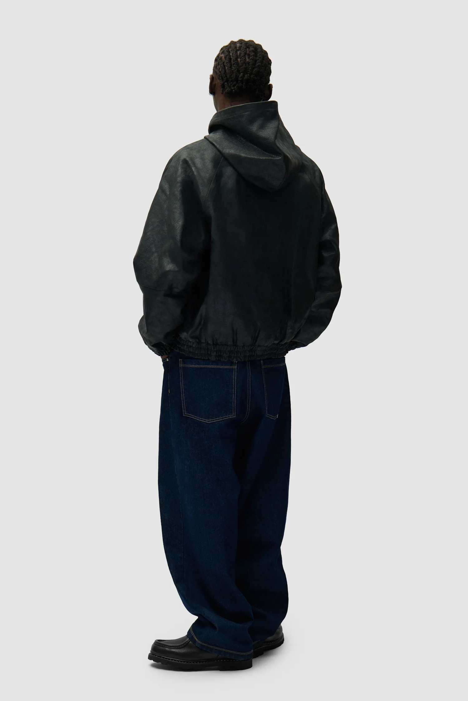 Cracked Leather Jacket - Black - Image 6