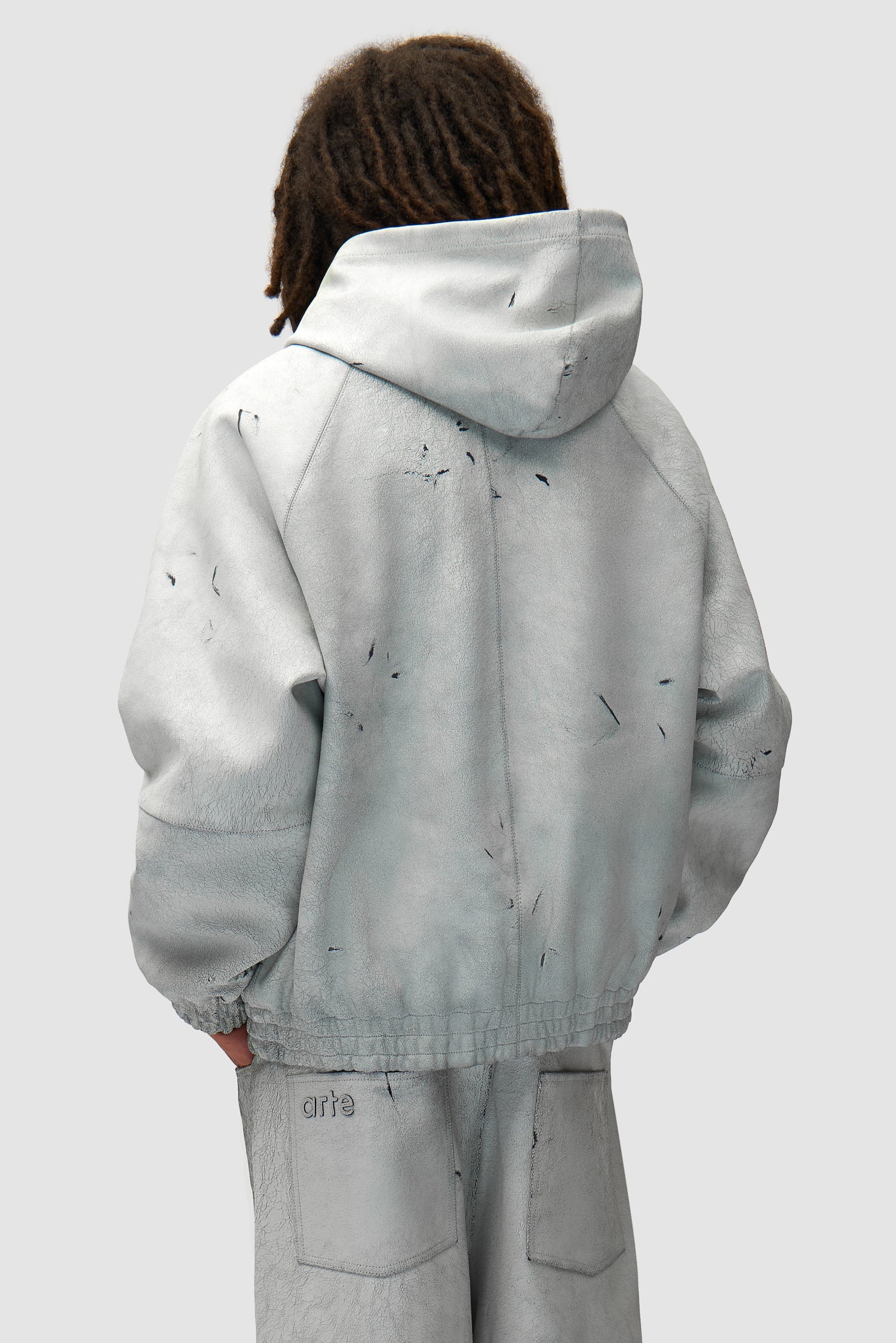 Cracked Leather Jacket - White - Image 3