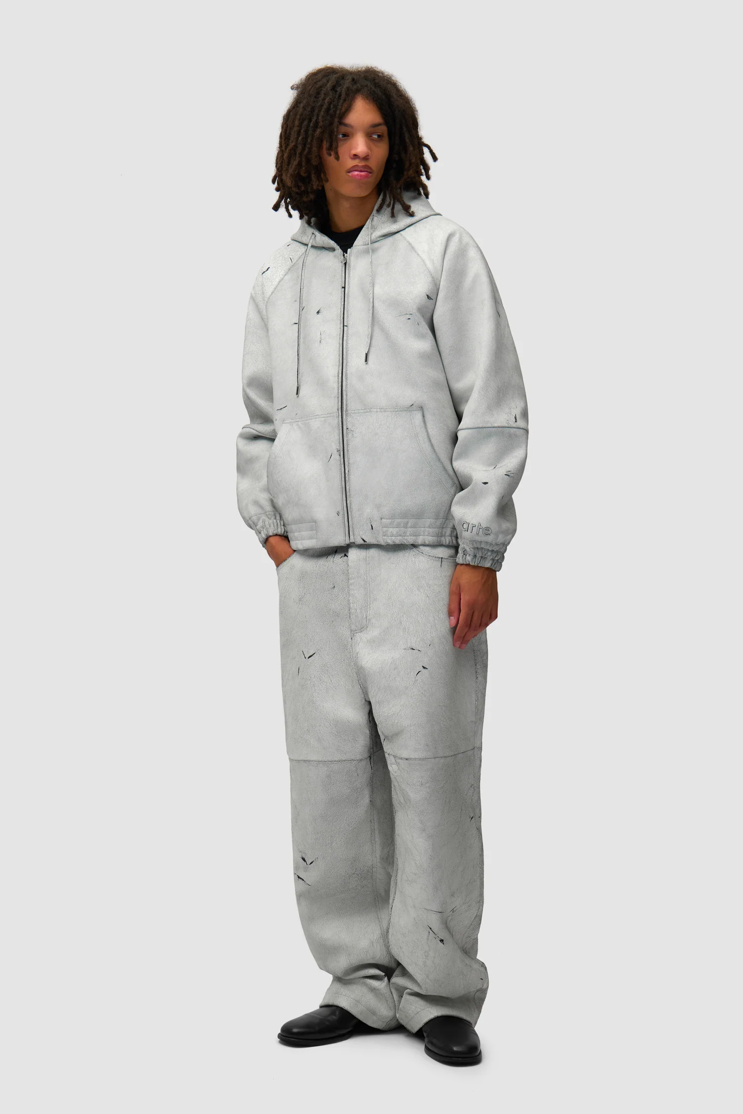 Cracked Leather Jacket - White - Image 4