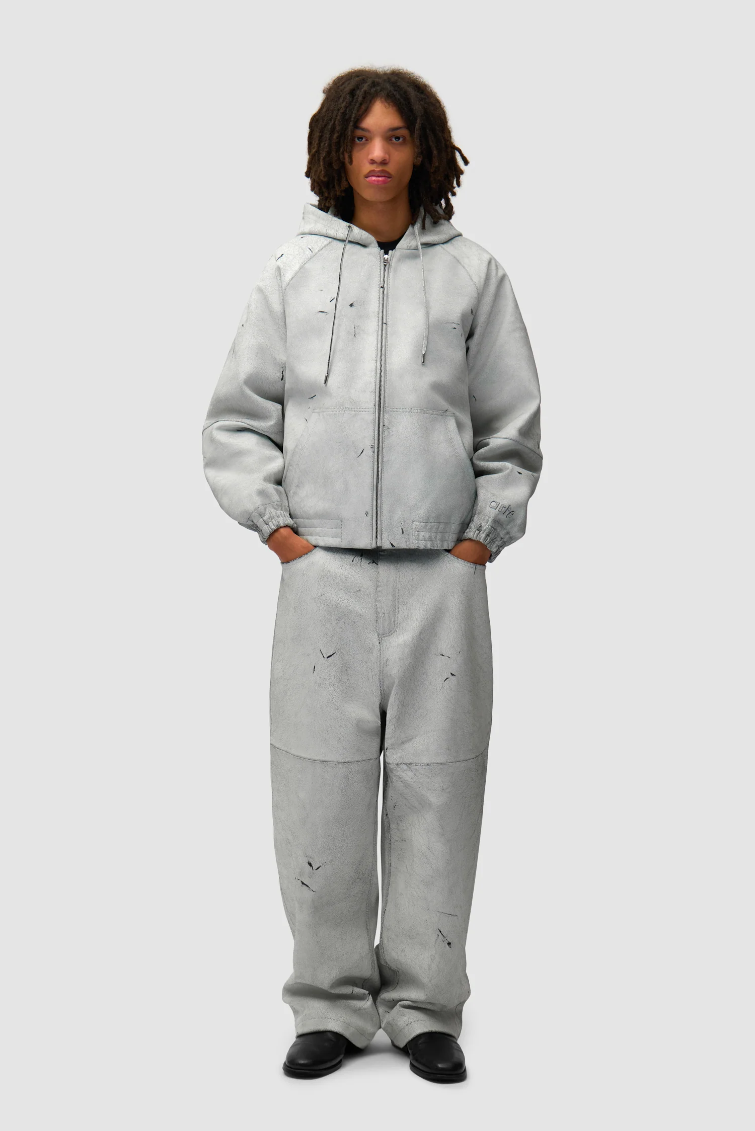 Cracked Leather Jacket - White - Image 5