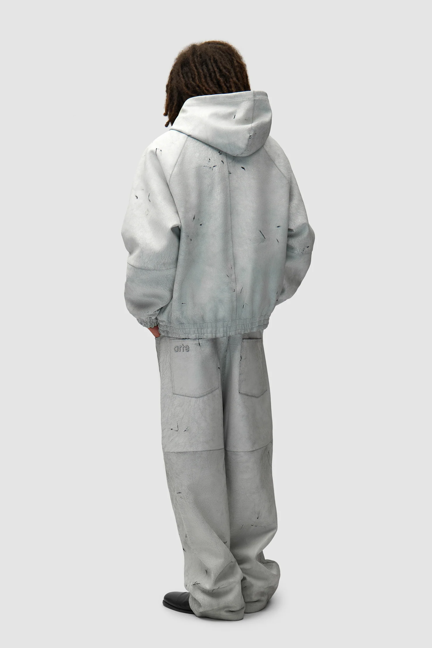 Cracked Leather Jacket - White - Image 6