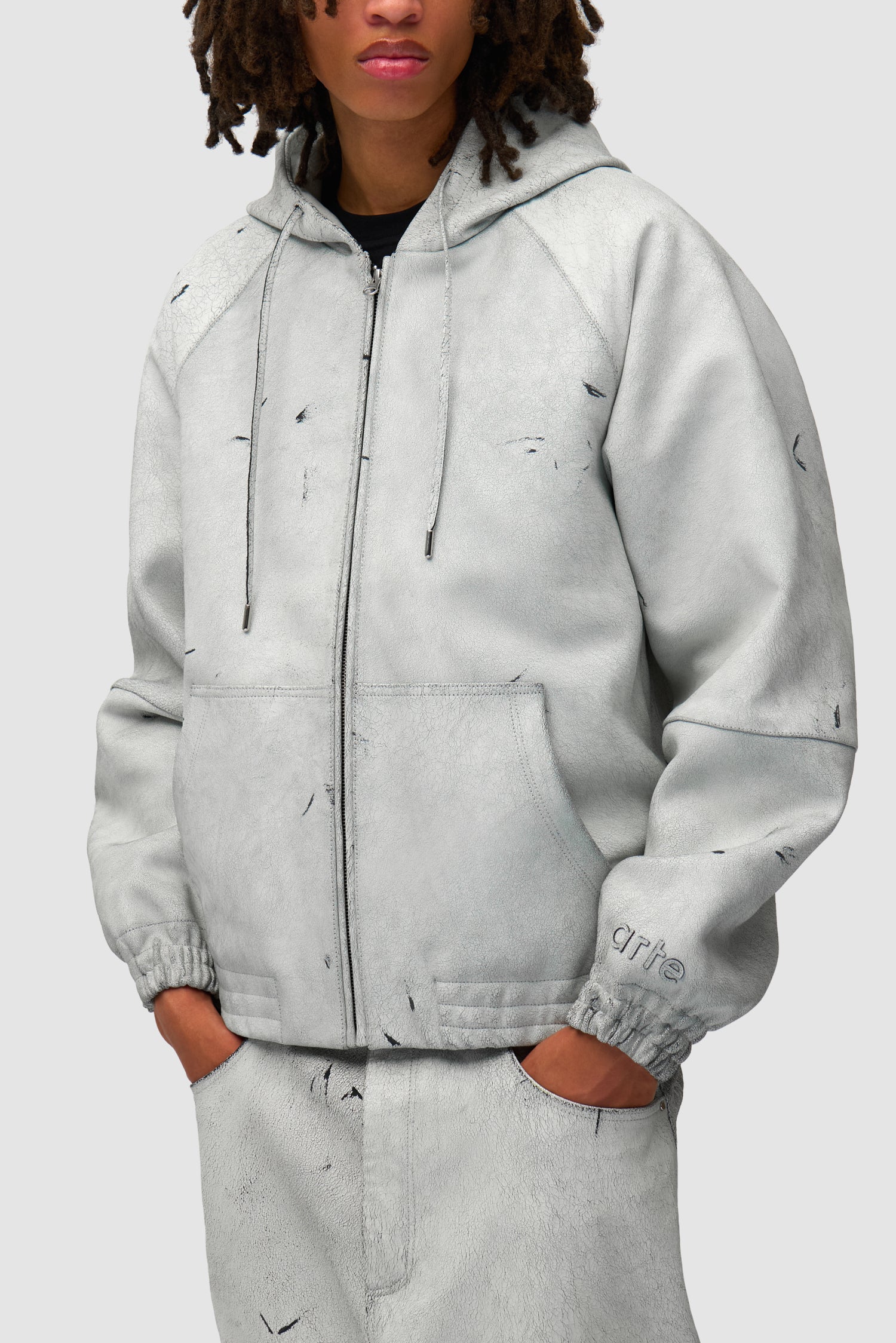 Cracked Leather Jacket - White - Image 7