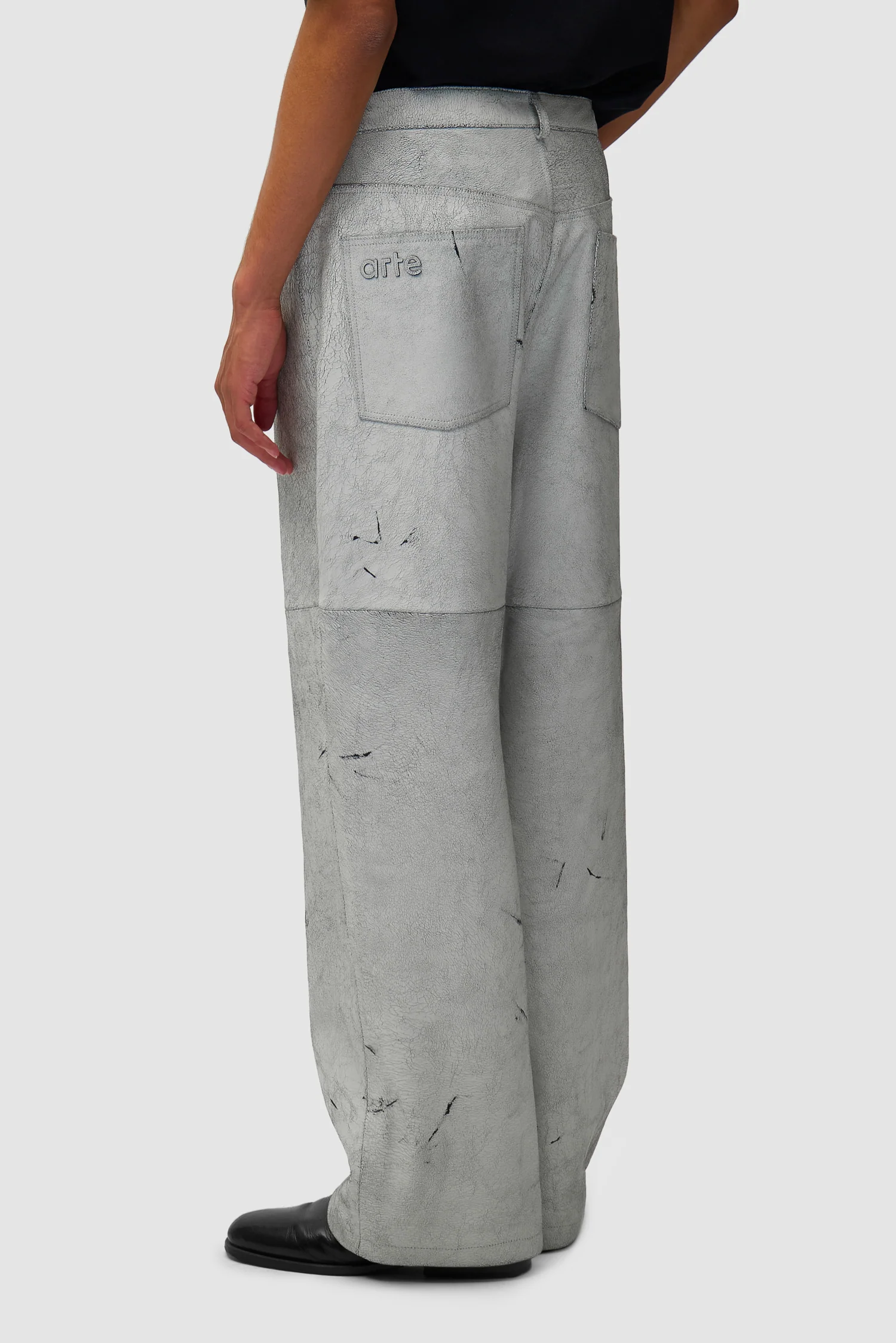 Cracked Leather Pants - White - Image 3