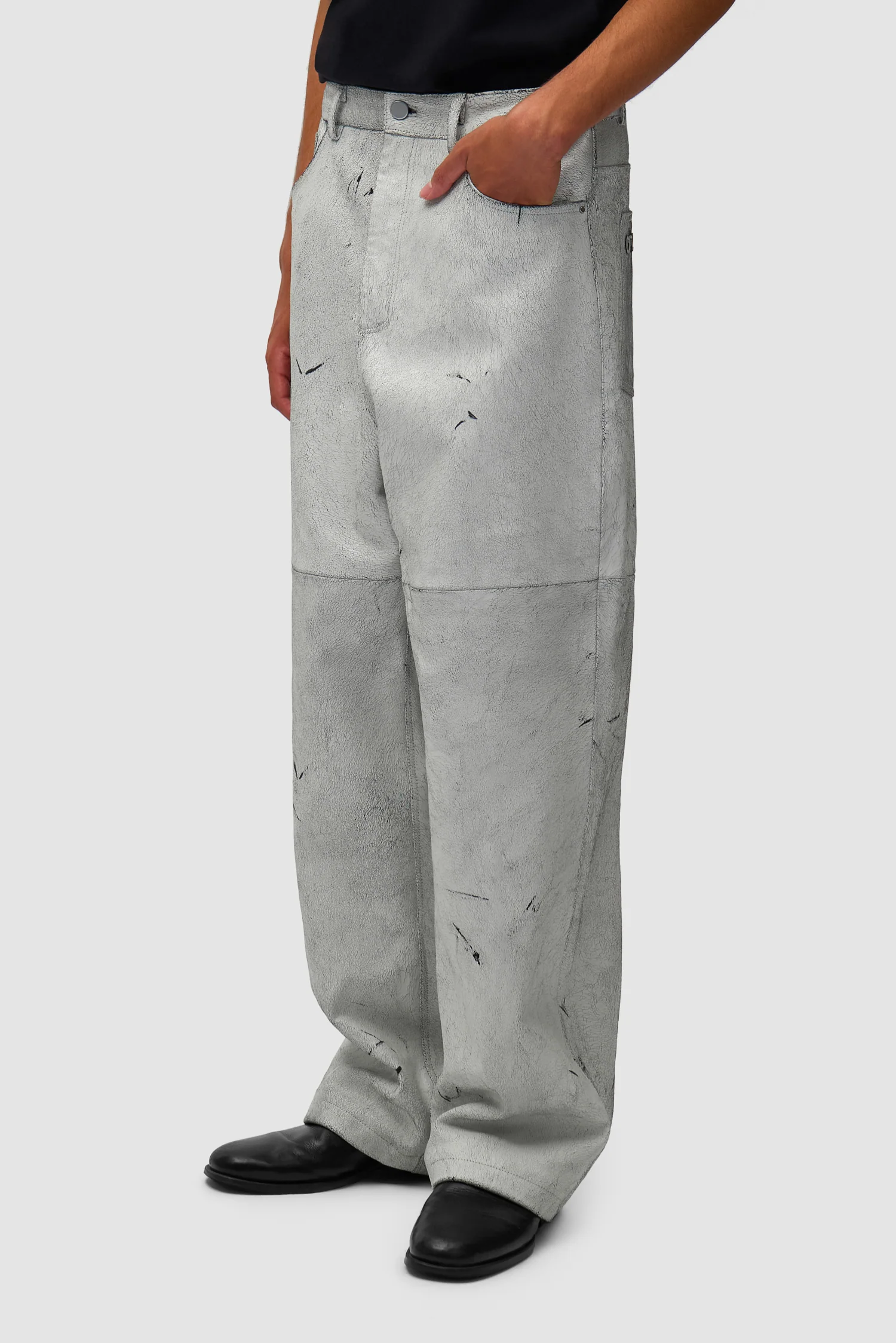 Cracked Leather Pants - White - Image 4