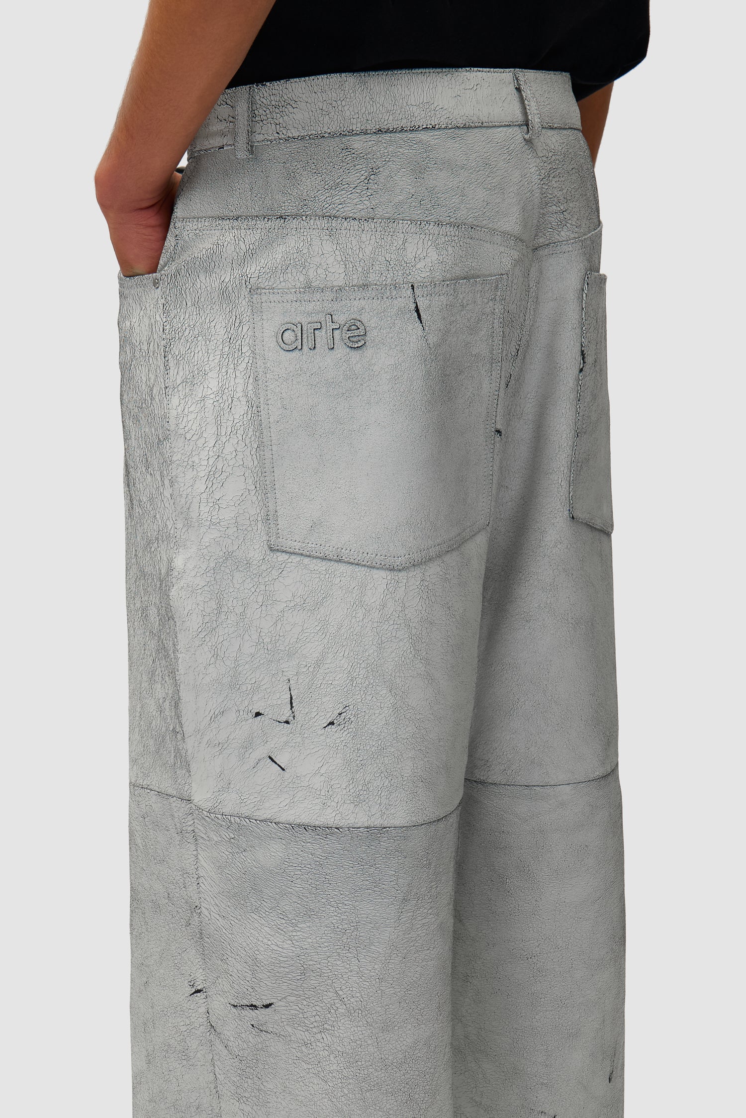 Cracked Leather Pants - White - Image 8