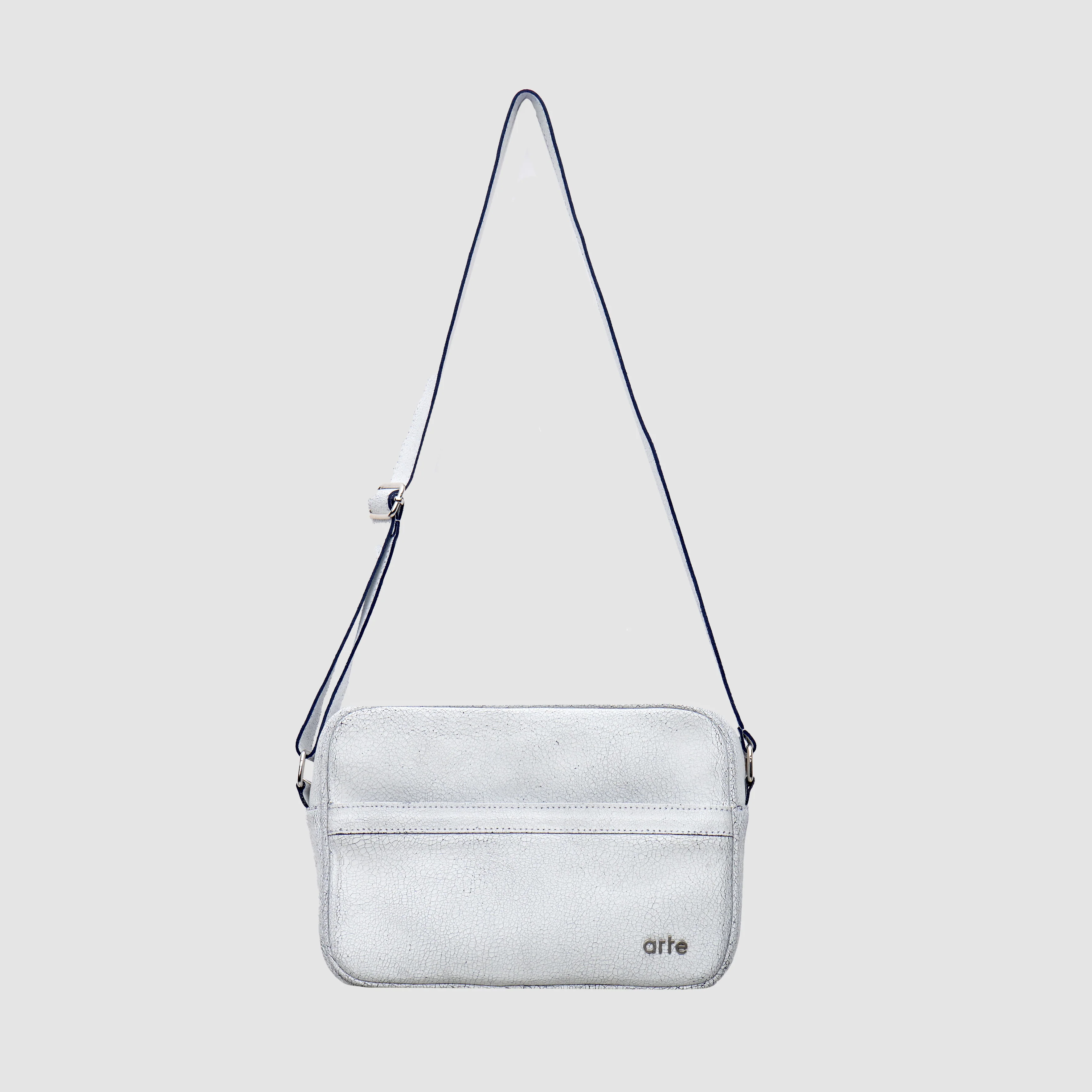 Cracked Leather Side Bag - White