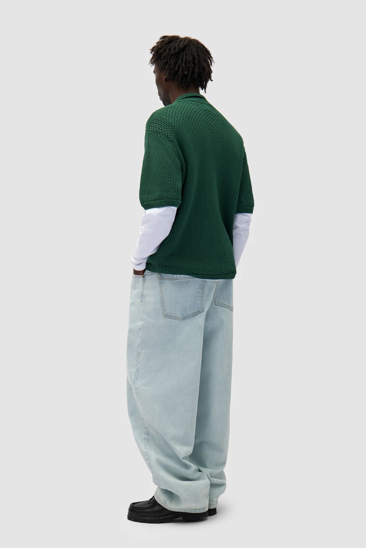 Crochet Knit Button Shirt - Green - Image 6