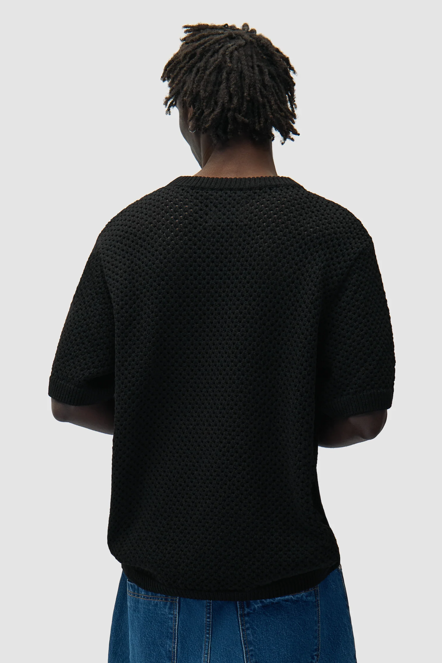Crochet T-shirt - Black - Image 3