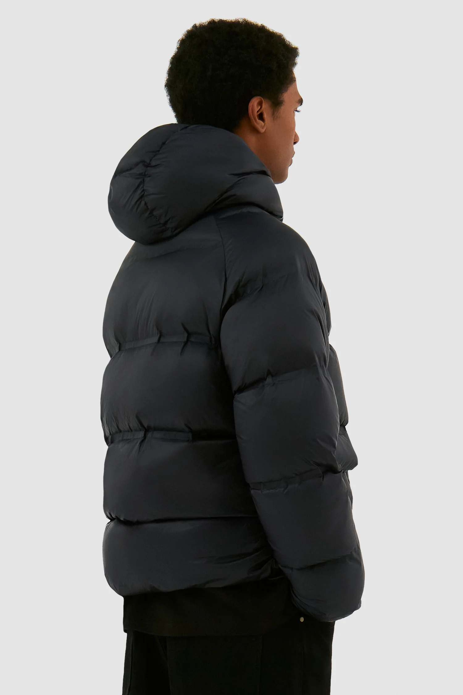 Crop Puffer Jacket - Black - Image 3