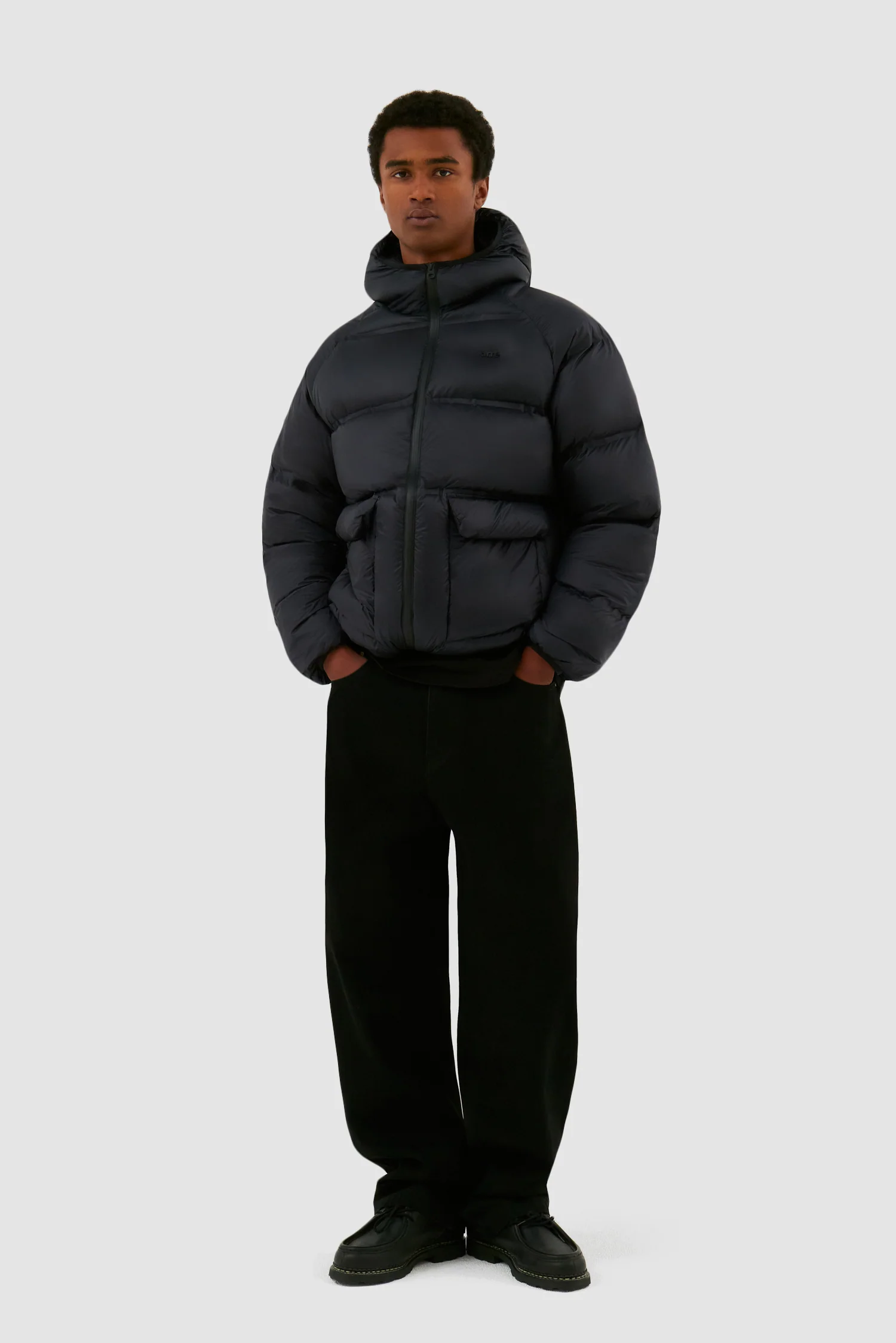 Crop Puffer Jacket - Black - Image 4