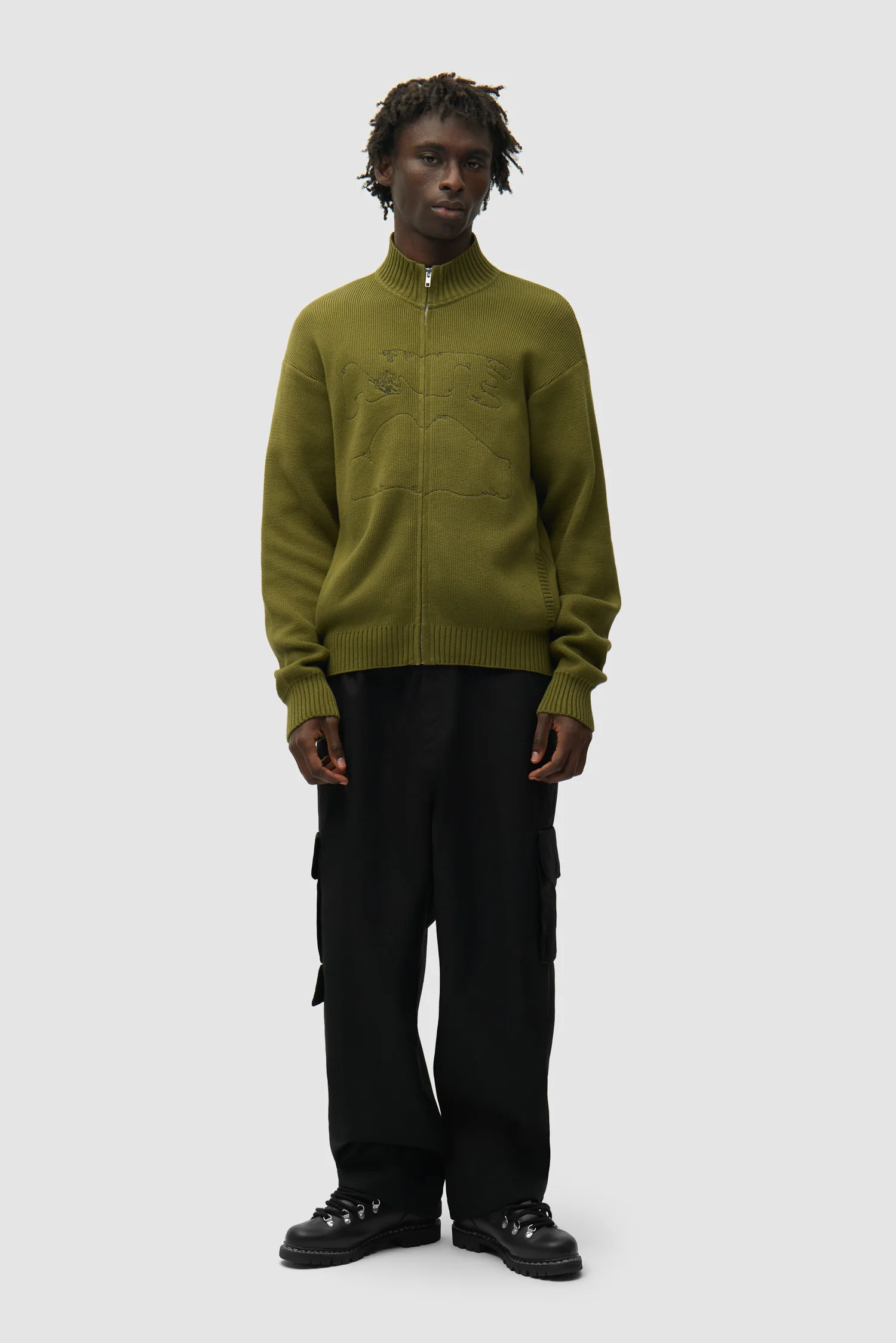 Diels Collar Cardigan - Green - Image 5