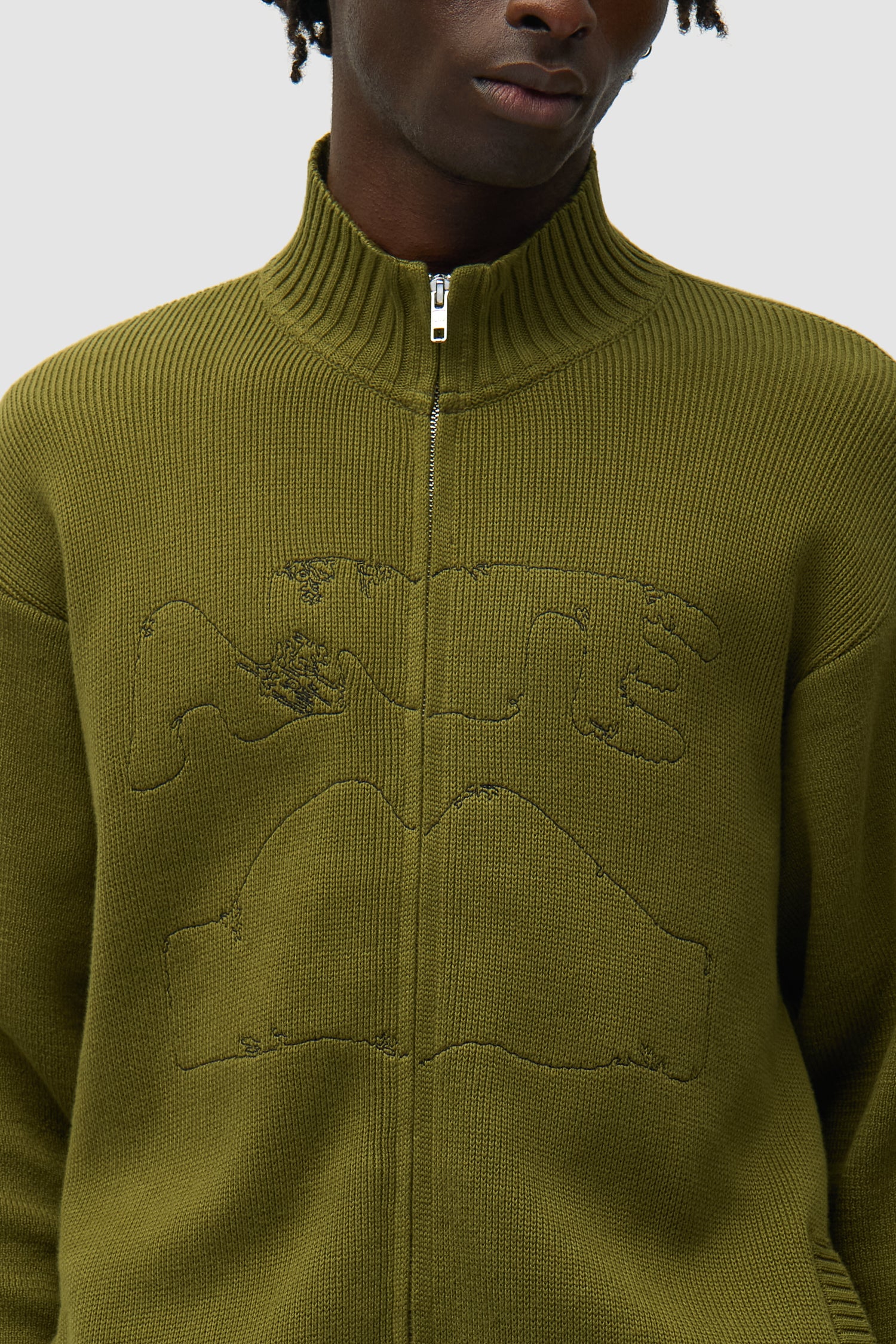 Diels Collar Cardigan - Green - Image 8