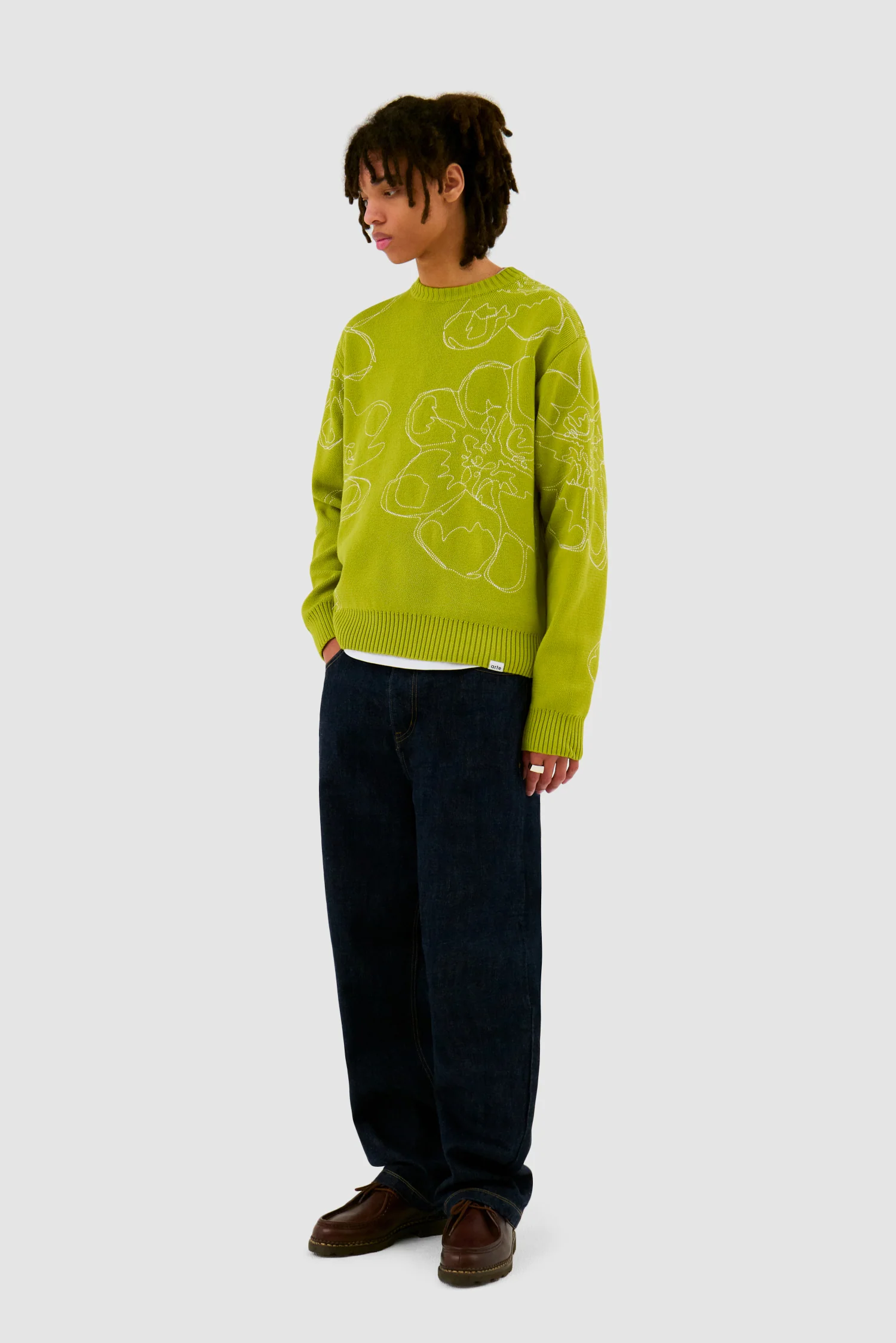 Embroidered Flower Knit - Light Green - Image 5