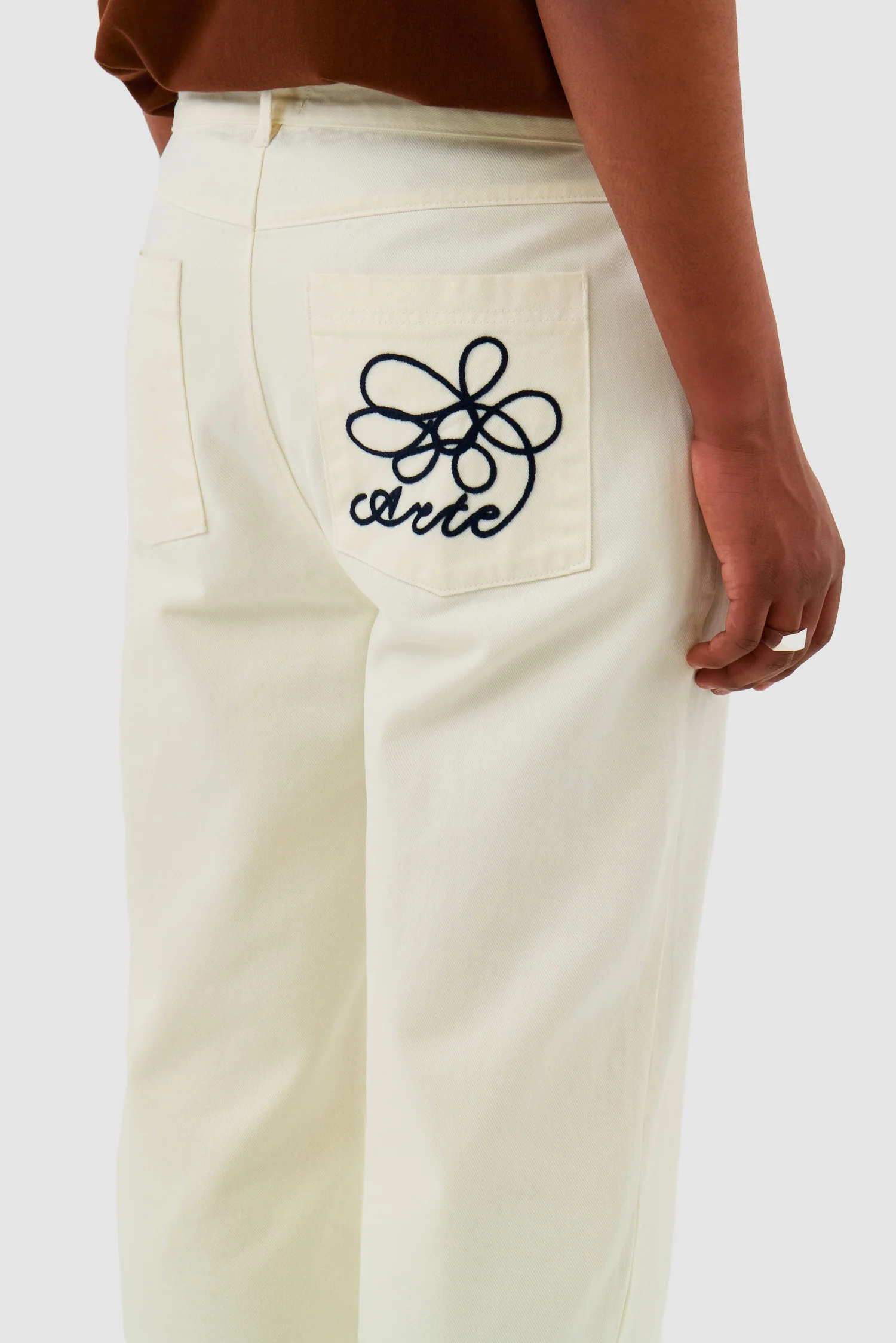 Embroidery Pocket Pants - Cream - Image 8