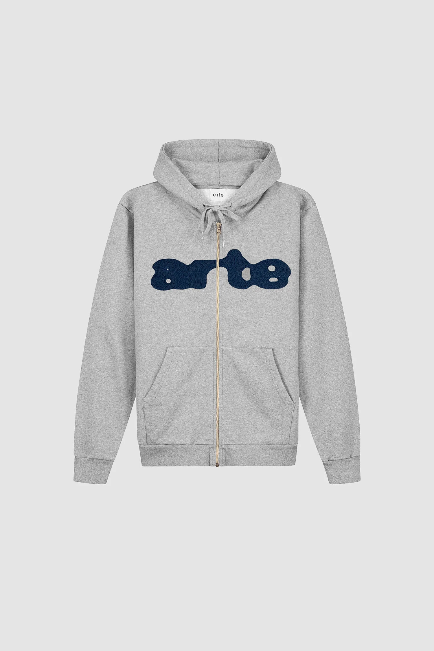 Embroidery Zip Hoodie - Grey - Image 8