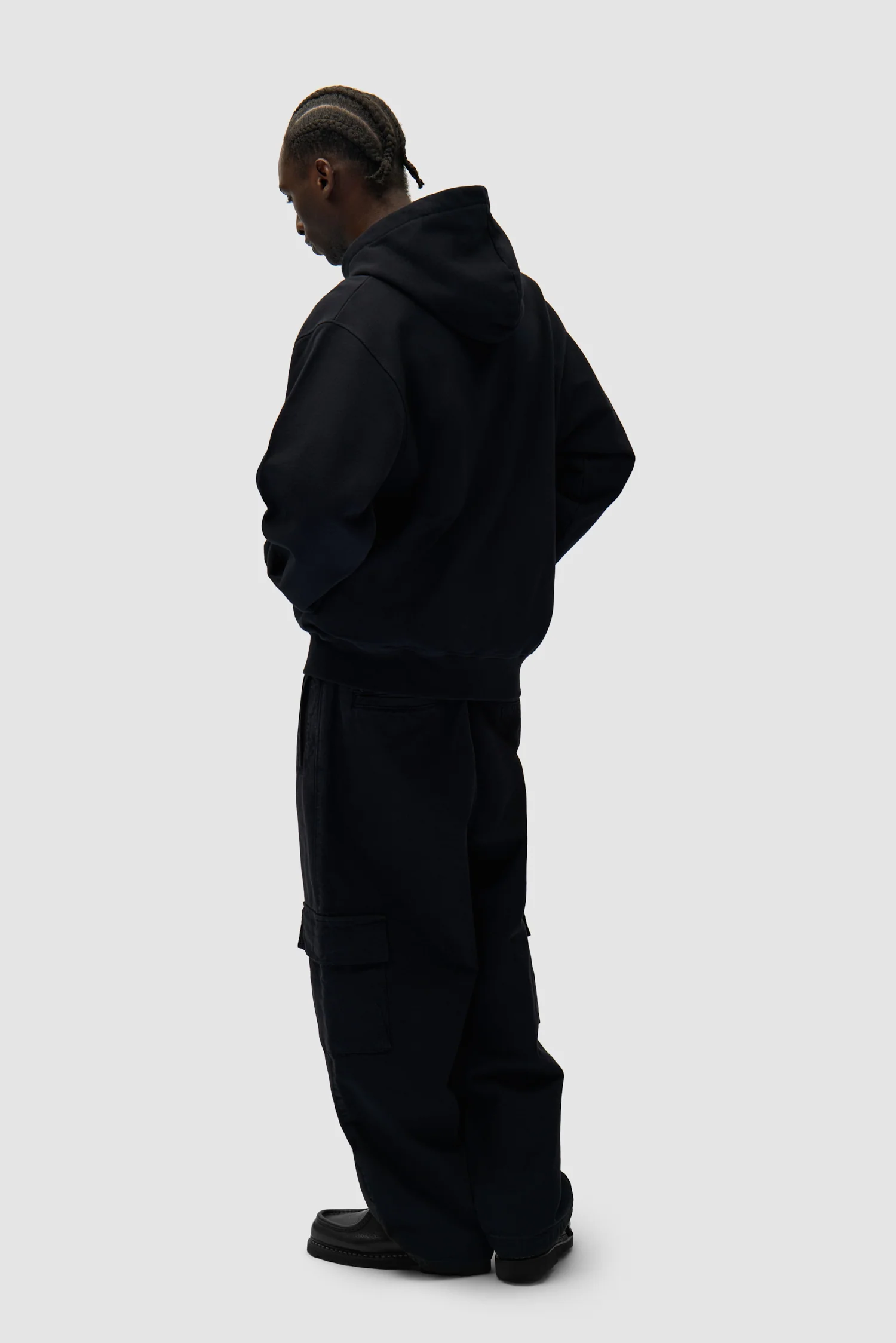 Eye Front Zip Hoodie - Black - Image 5