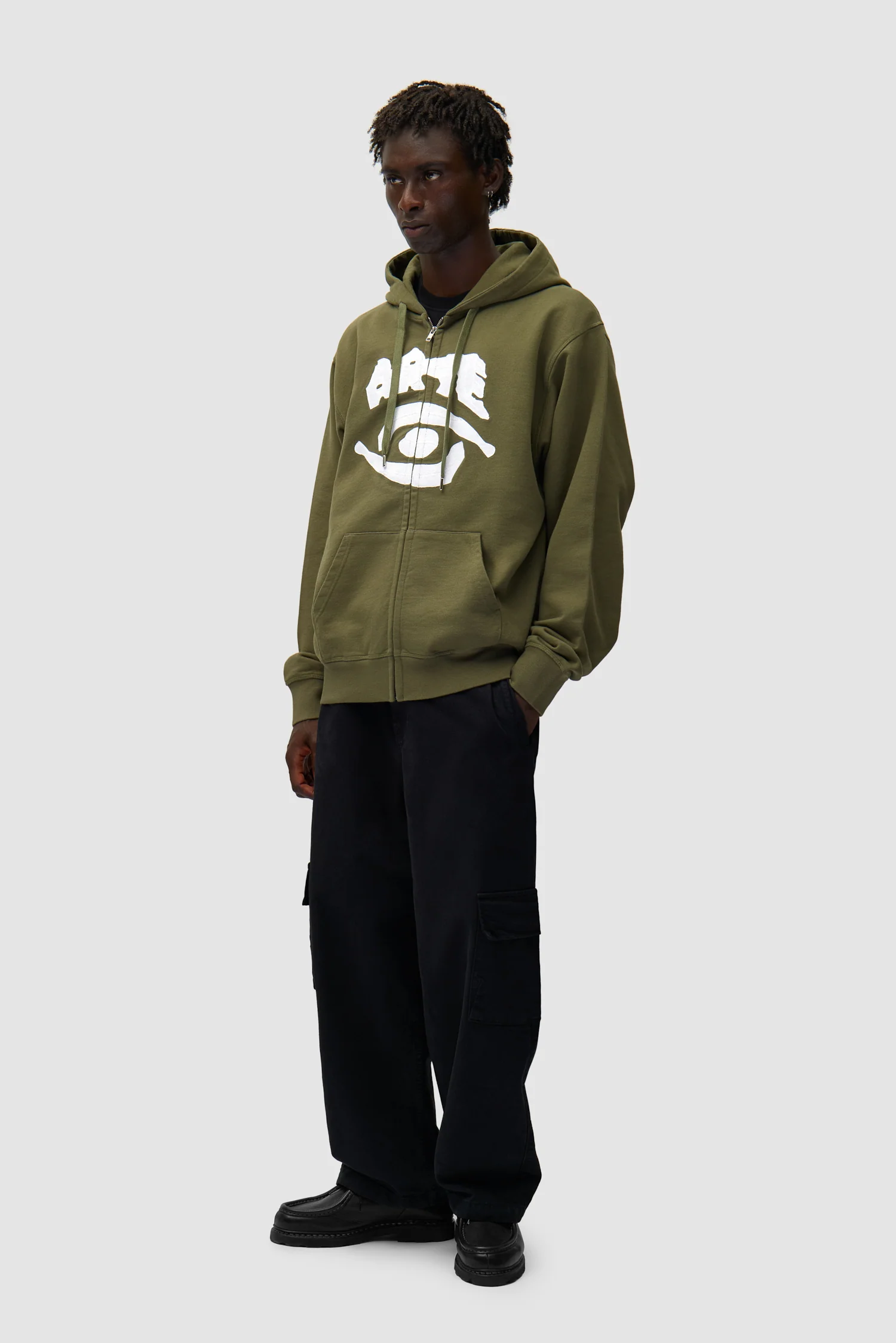 Eye Front Zip Hoodie - Green - Image 4
