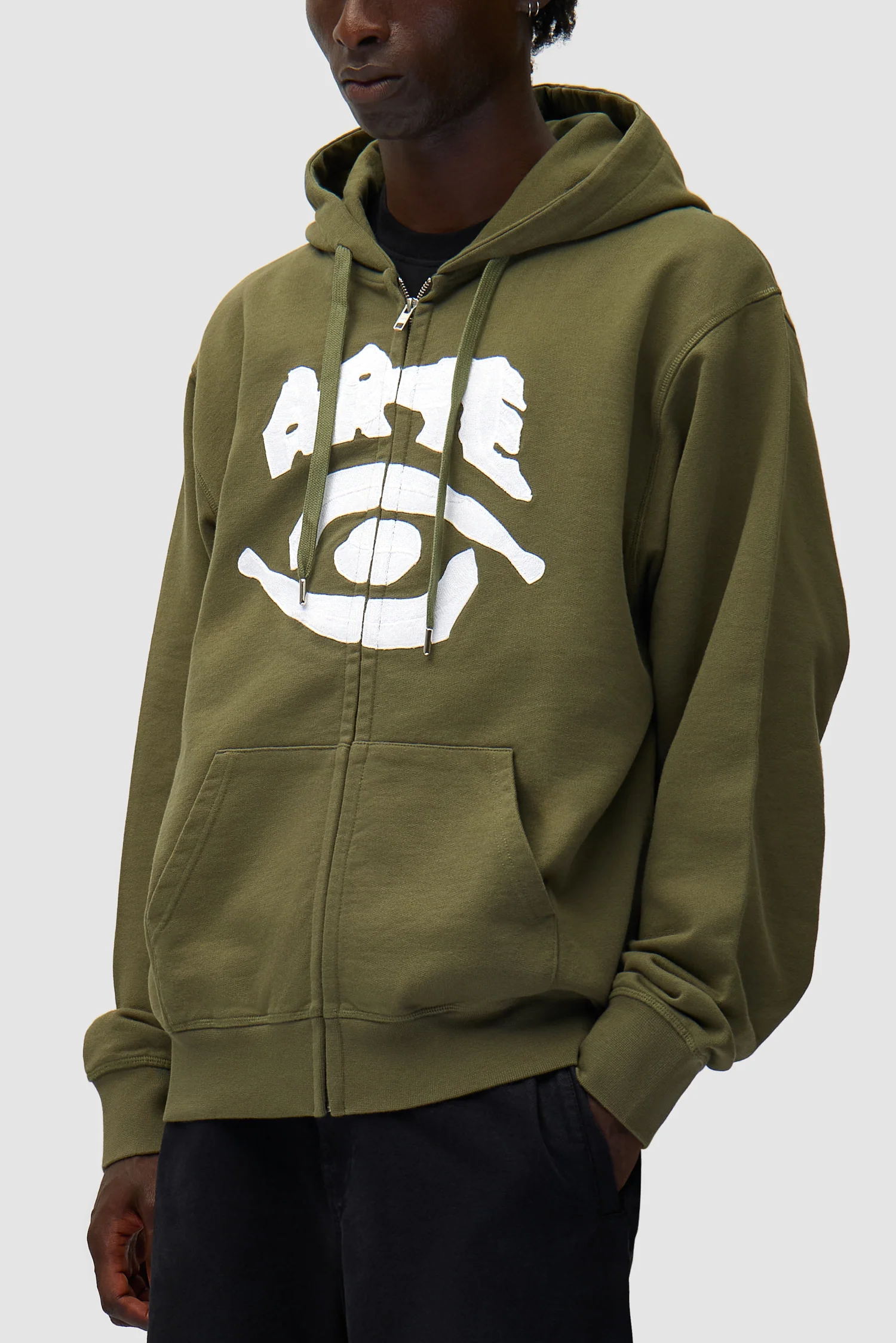 Eye Front Zip Hoodie - Green - Image 7