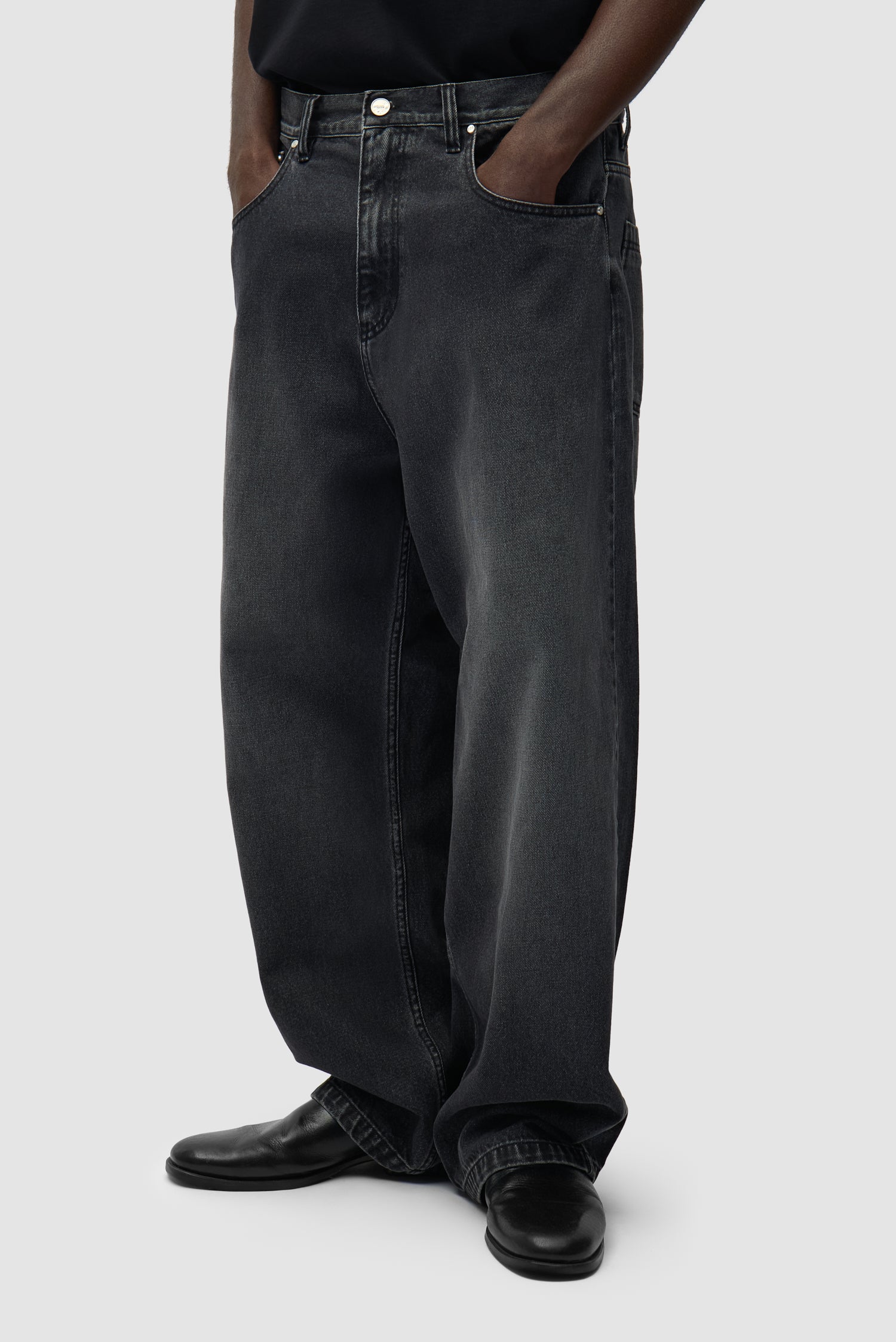 Fade Wash Baggy Pants - Black - Image 3