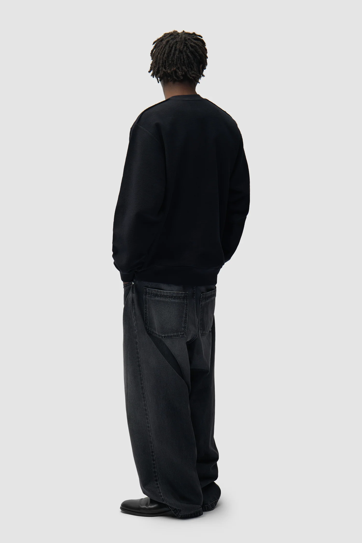 Fade Wash Baggy Pants - Black - Image 7