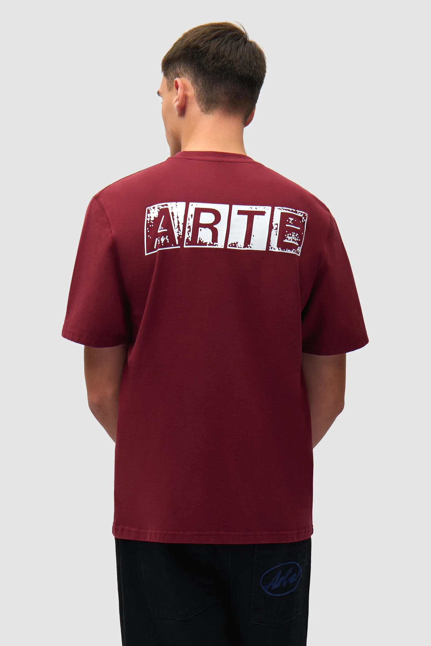 Faded Back Print T-shirt - Bordeaux - Image 2