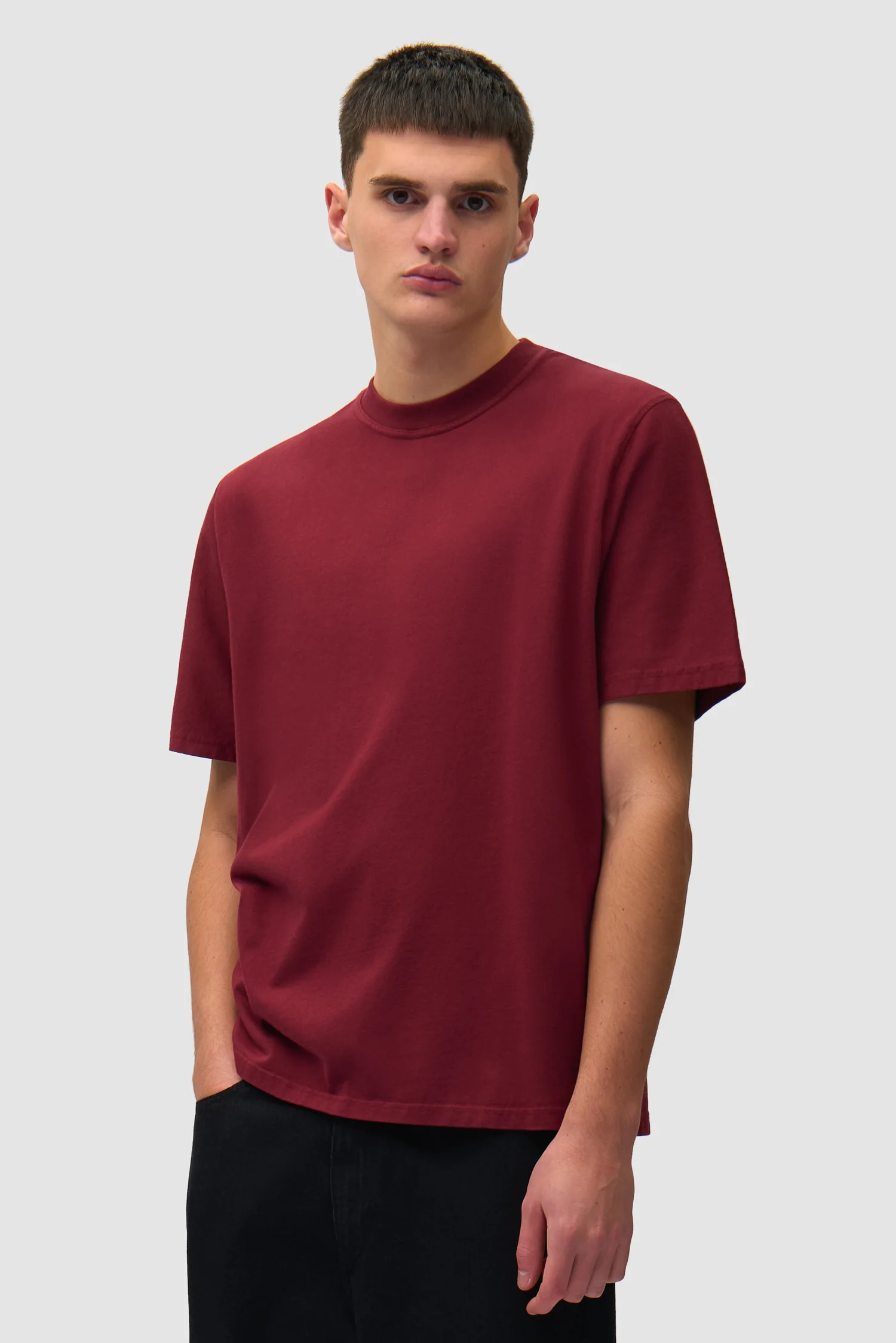 Faded Back Print T-shirt - Bordeaux - Image 3