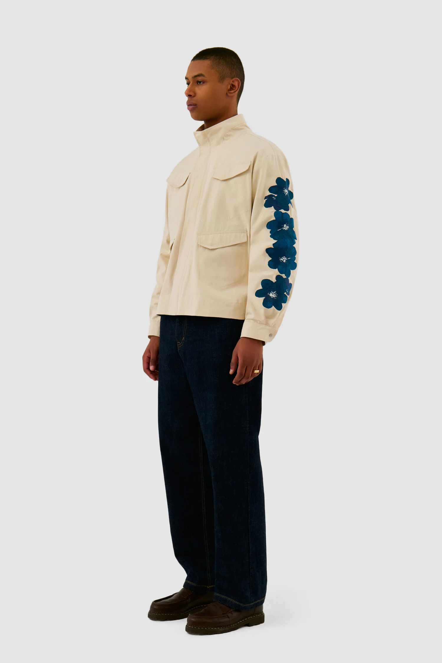 Flower Embroidery Jacket - Cream - Image 6