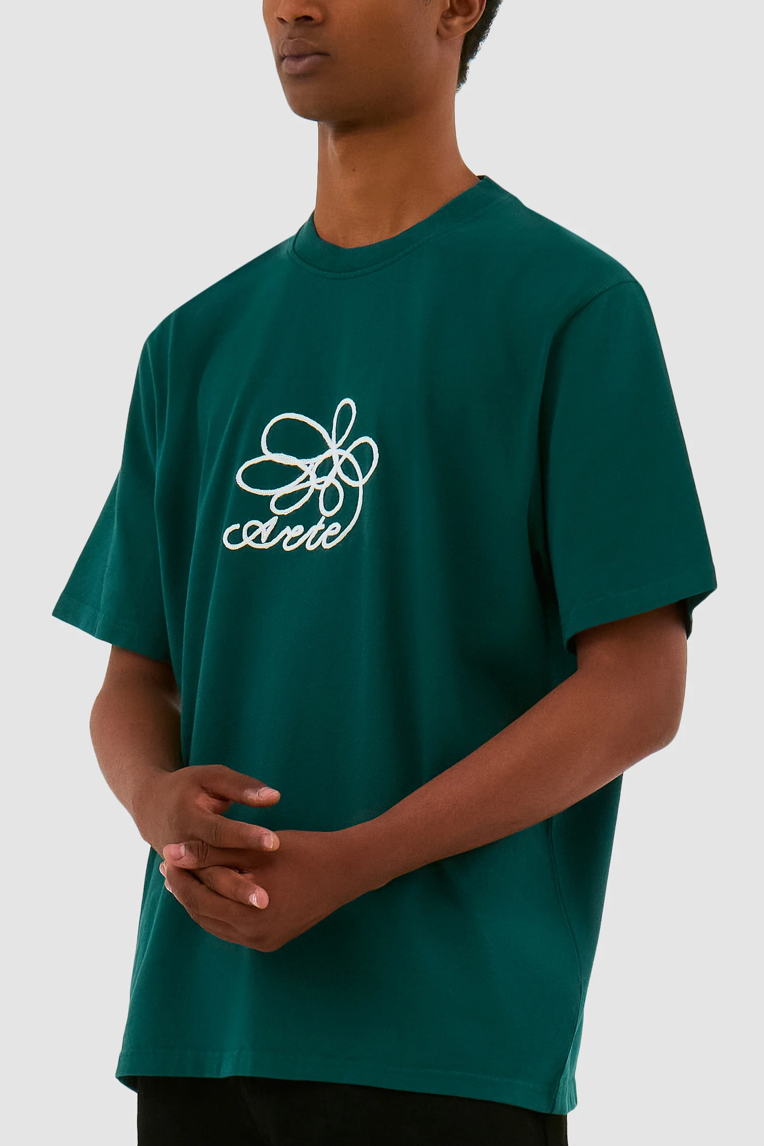 Flower Embroidery T-shirt - Green - Image 7