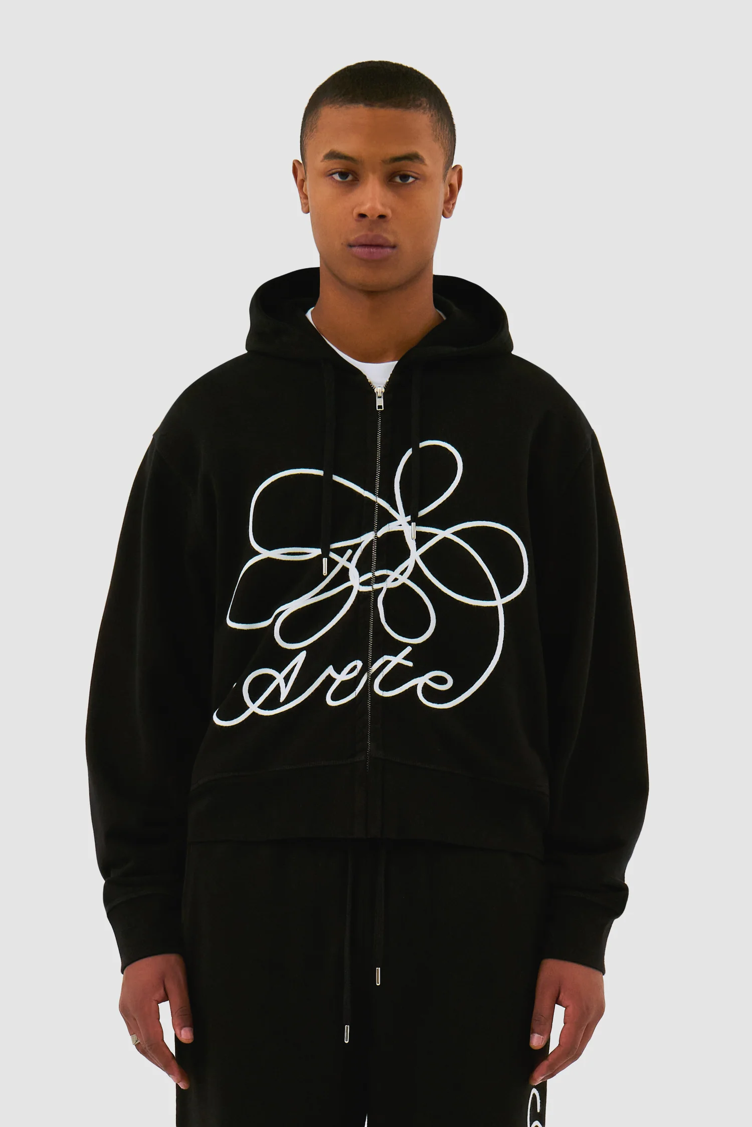 Flower Logo Zip Hoodie - Black - Image 2