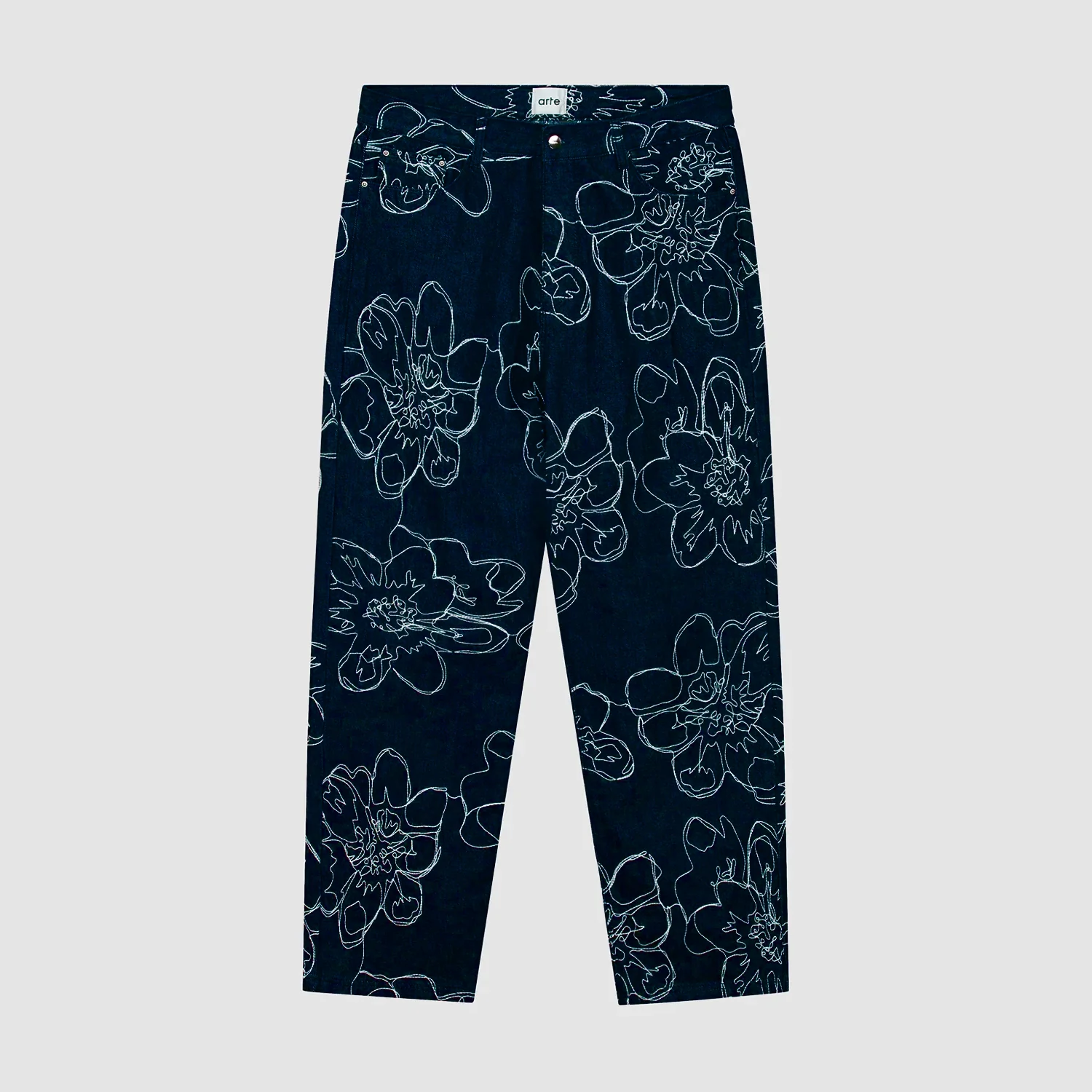 Flower Stitch Pants - Navy