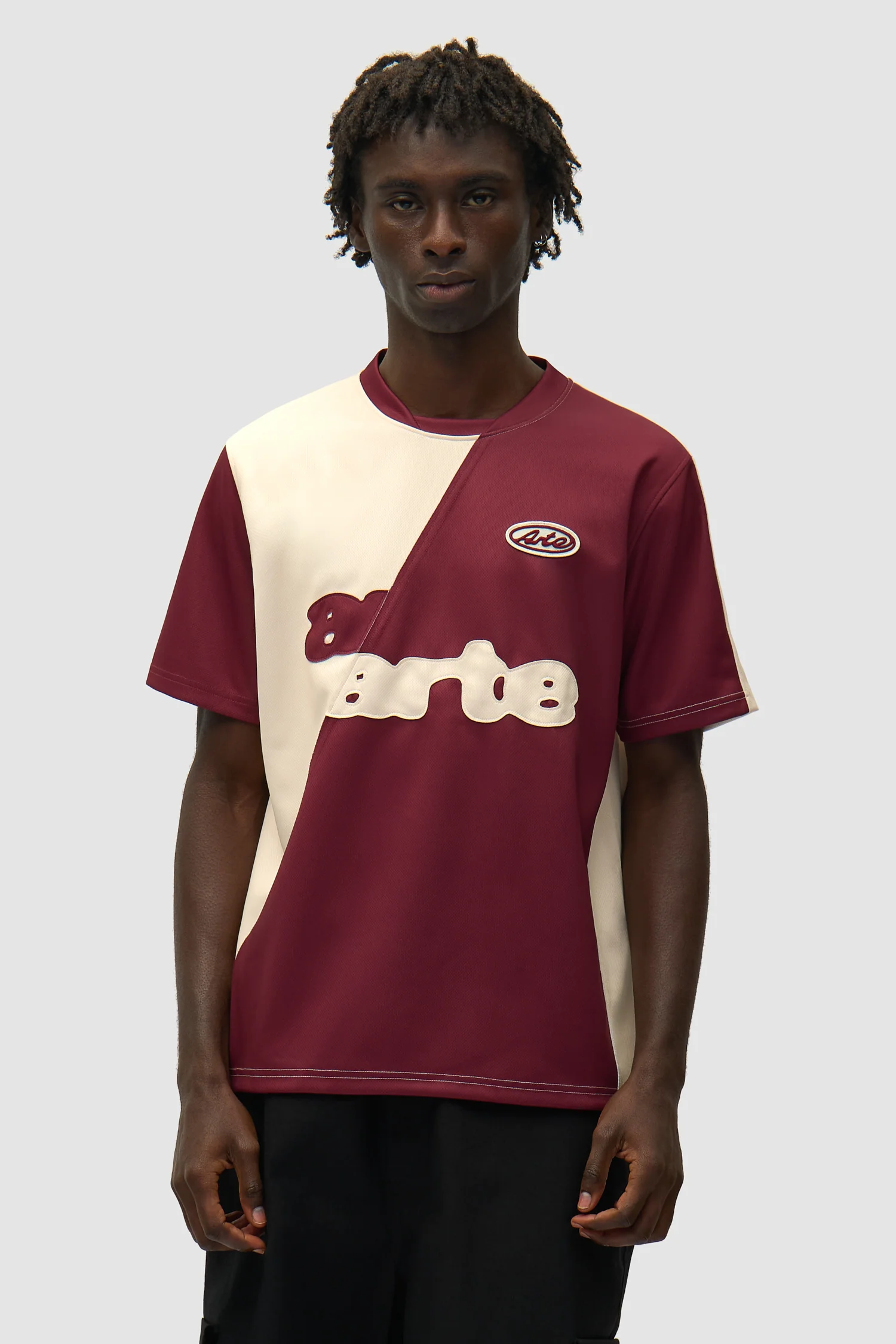 Football T-shirt - Bordeaux/Cream - Image 2