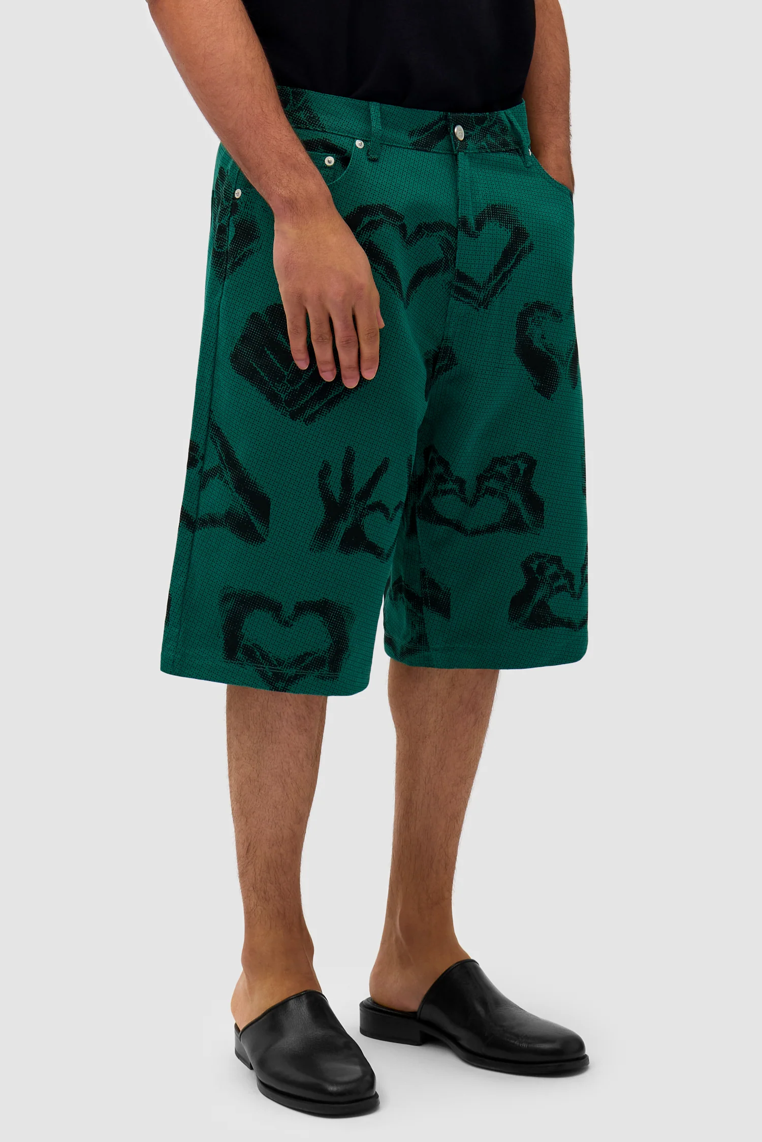 Hand Heart Shorts - Green - Image 3