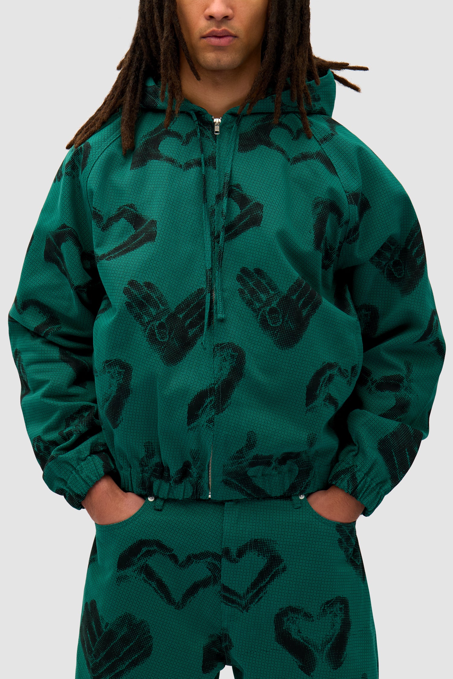 Hands Print Jacket - Green - Image 3