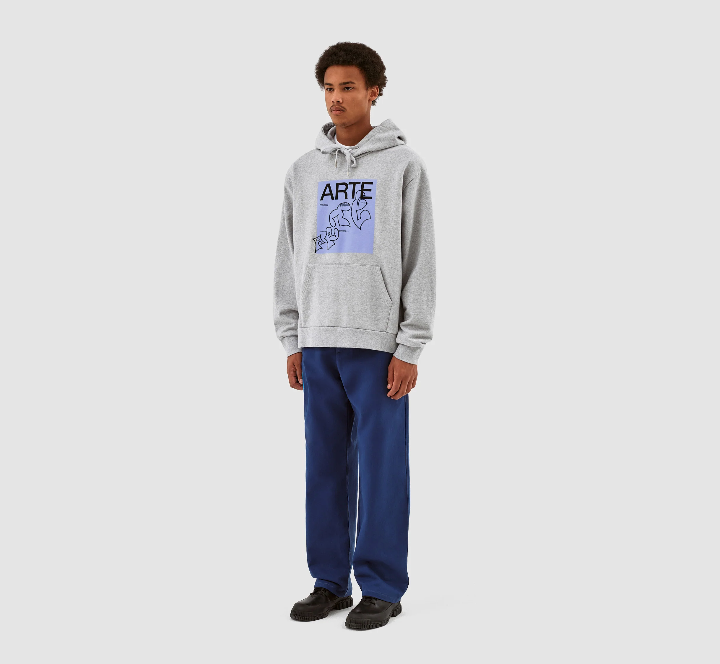 Harris Blue Front Hoodie - Grey - Image 5