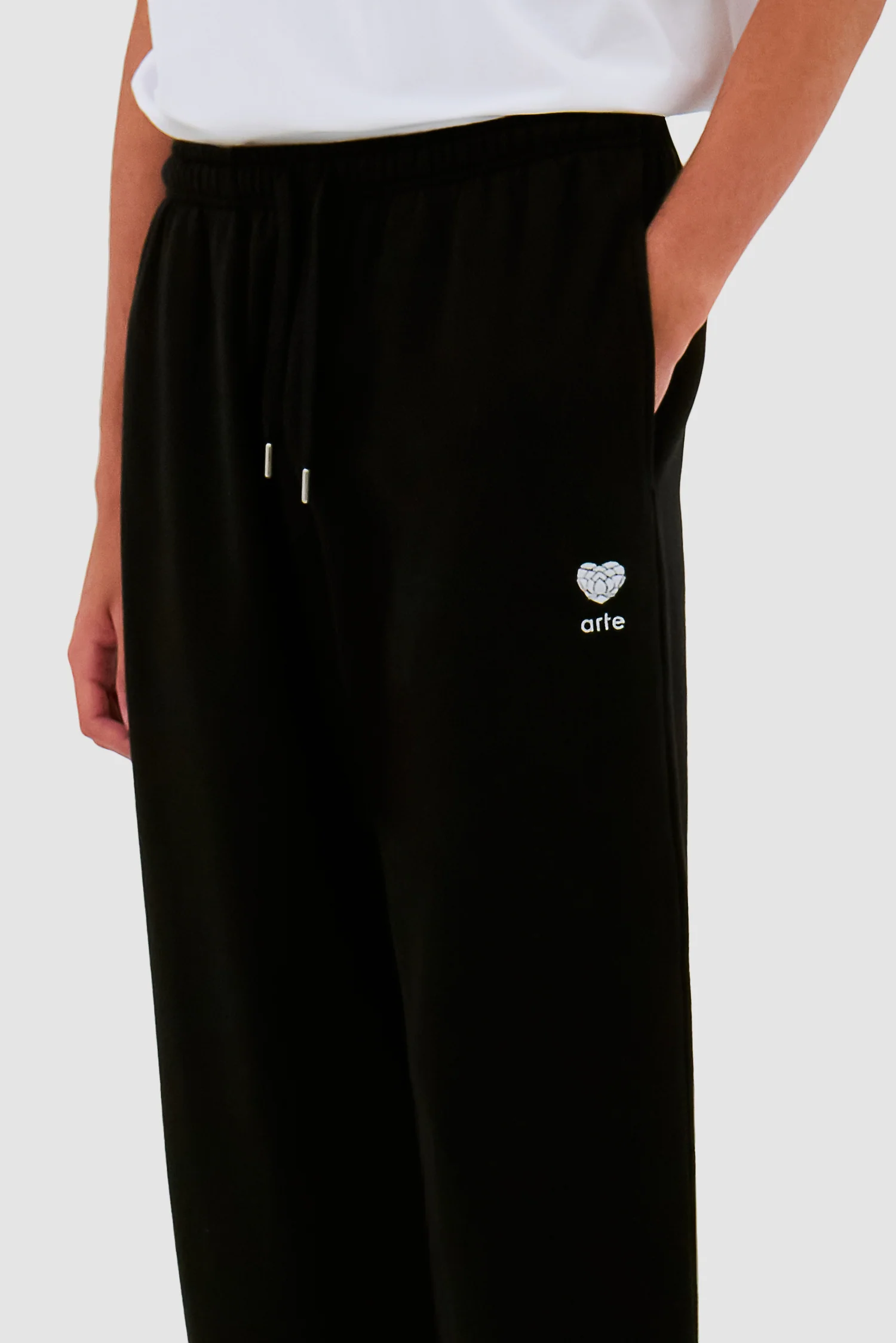 Heart Flower Sweat Pants - Black - Image 7