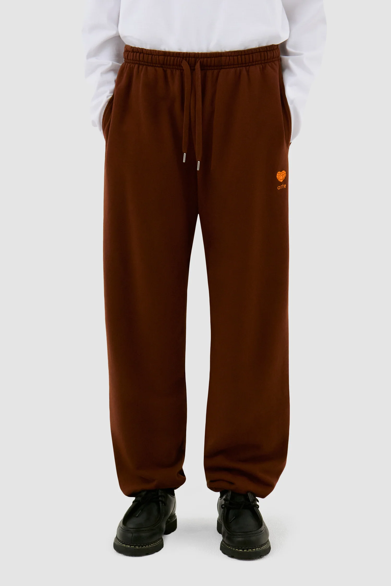 Heart Flower Sweat Pants - Brown - Image 2