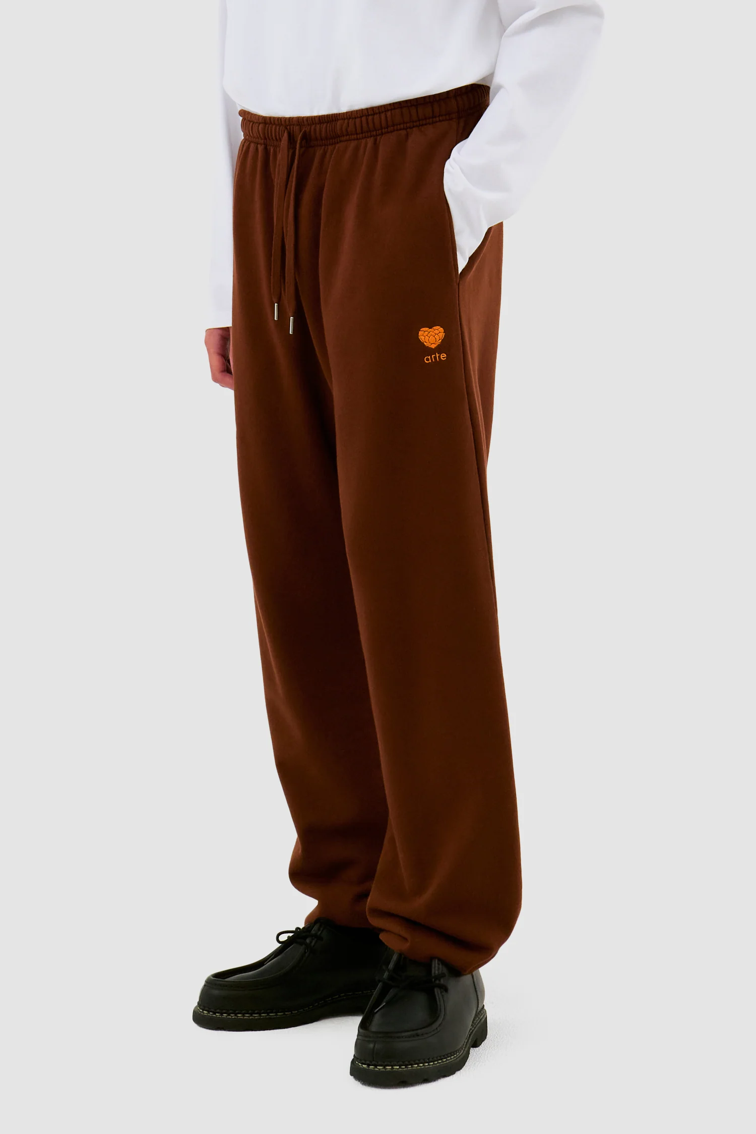 Heart Flower Sweat Pants - Brown - Image 7