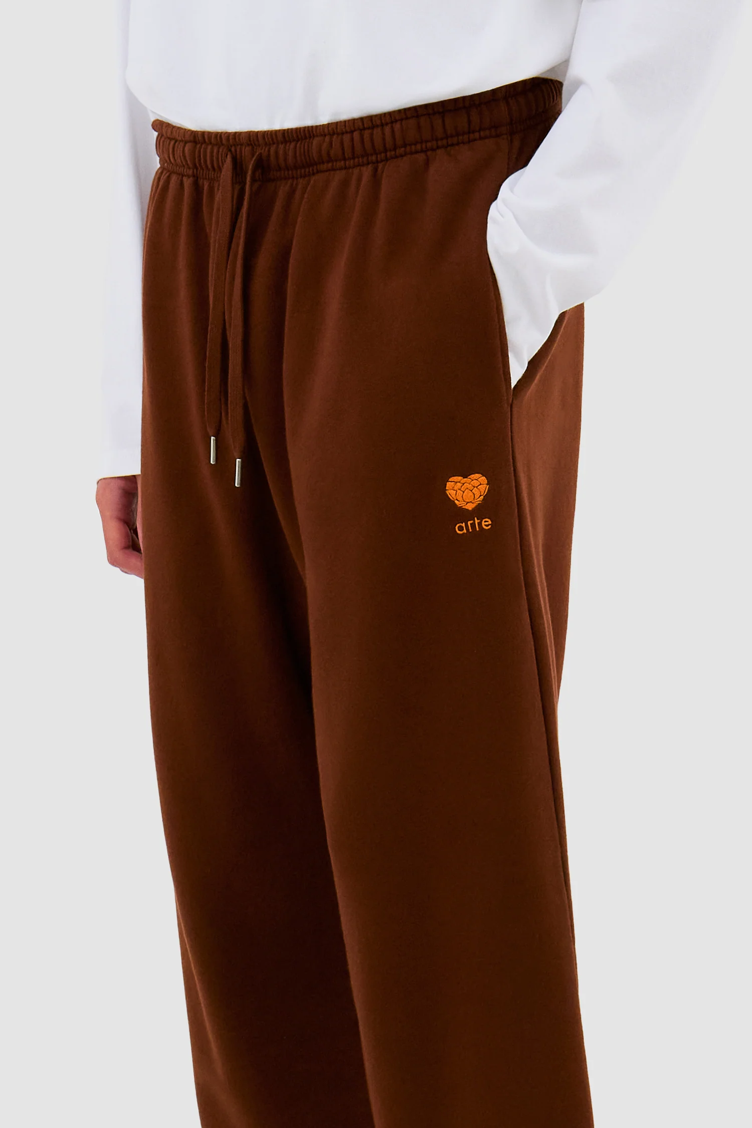 Heart Flower Sweat Pants - Brown - Image 8