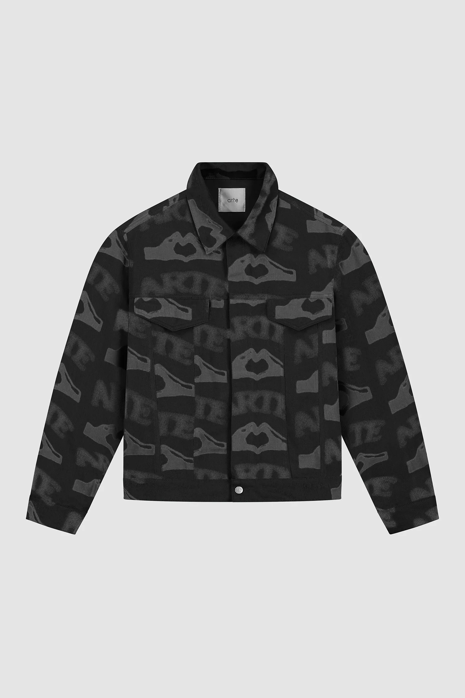Heart Printed Jacket - Black - Image 8