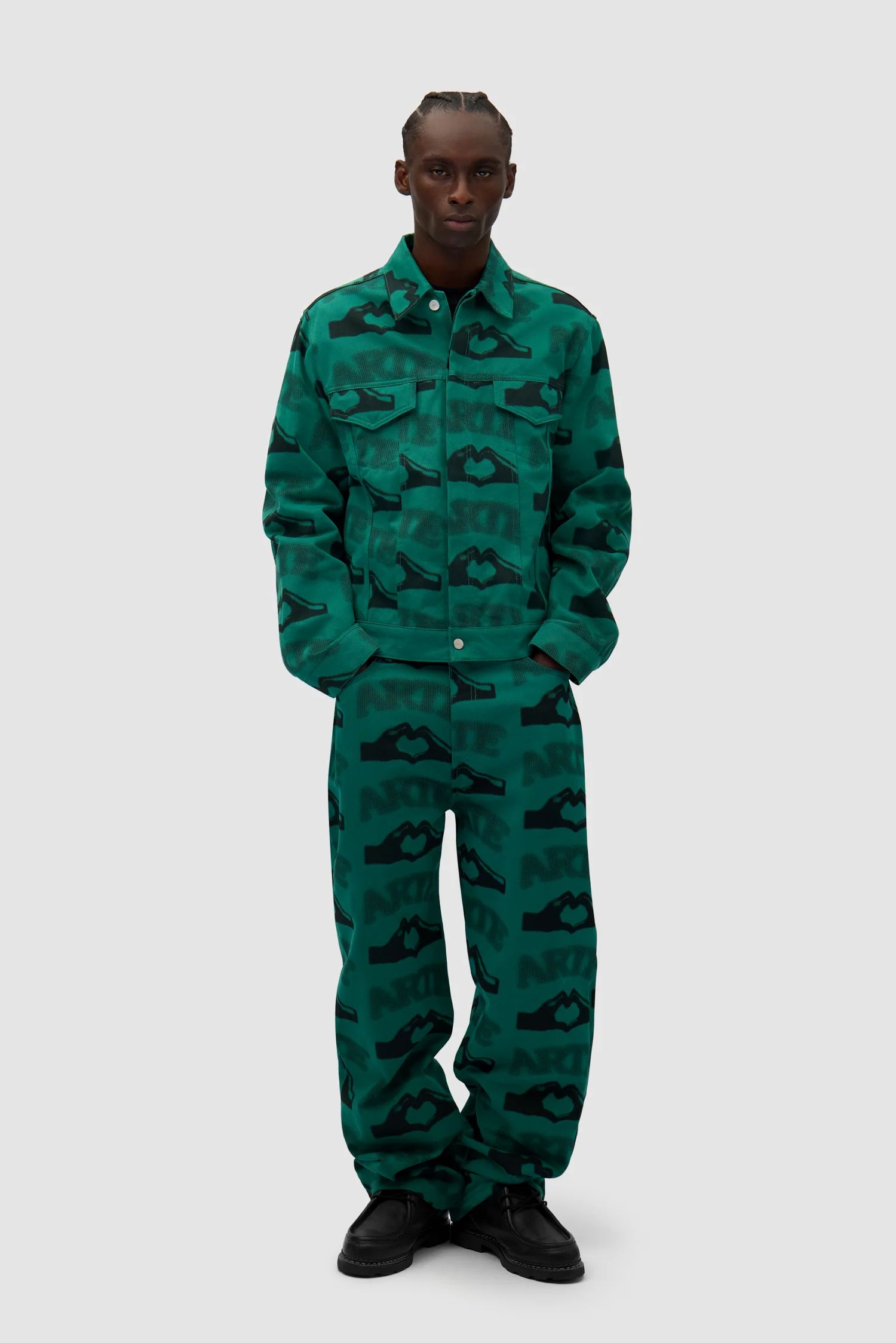 Heart Printed Jacket - Green - Image 4