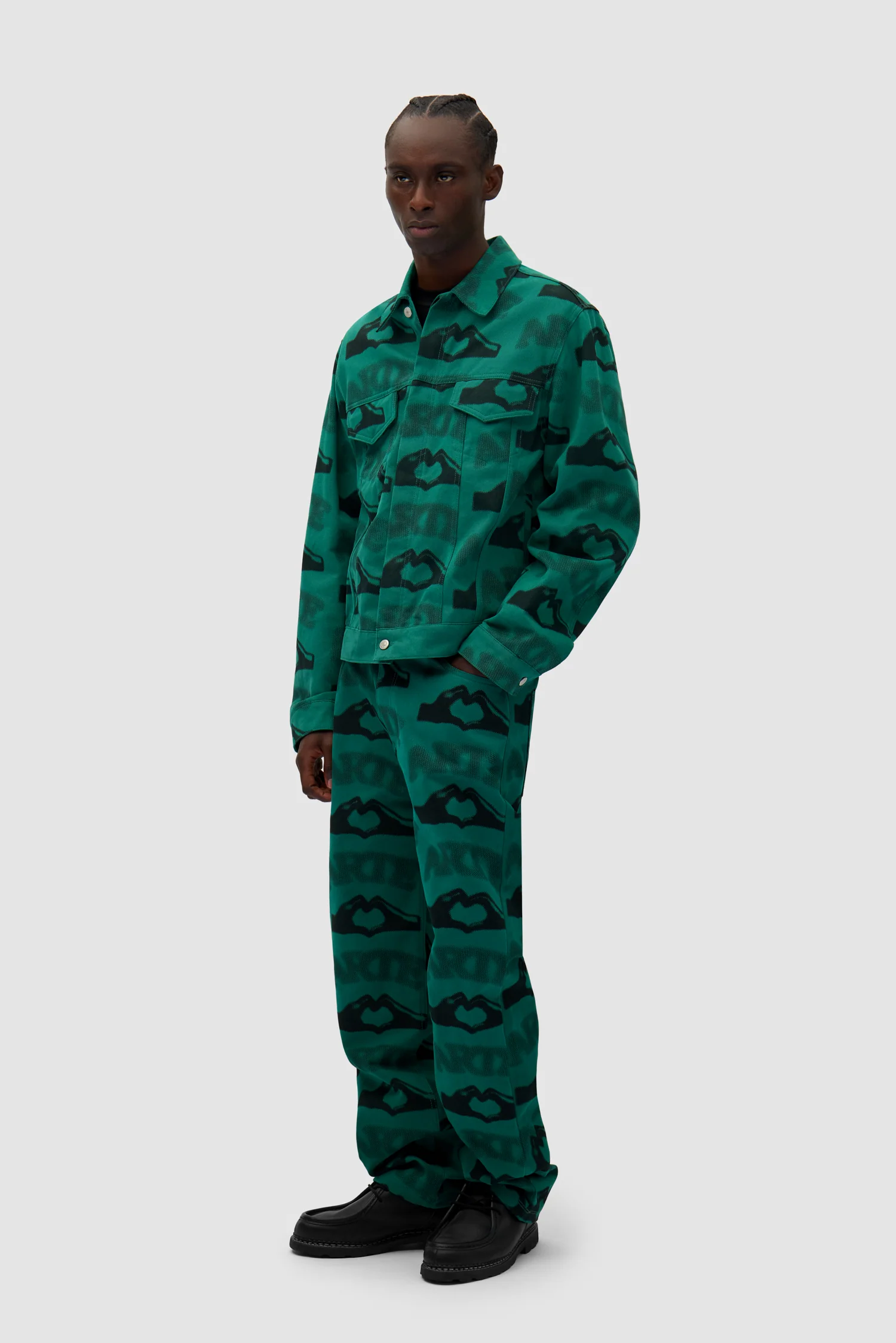 Heart Printed Jacket - Green - Image 5