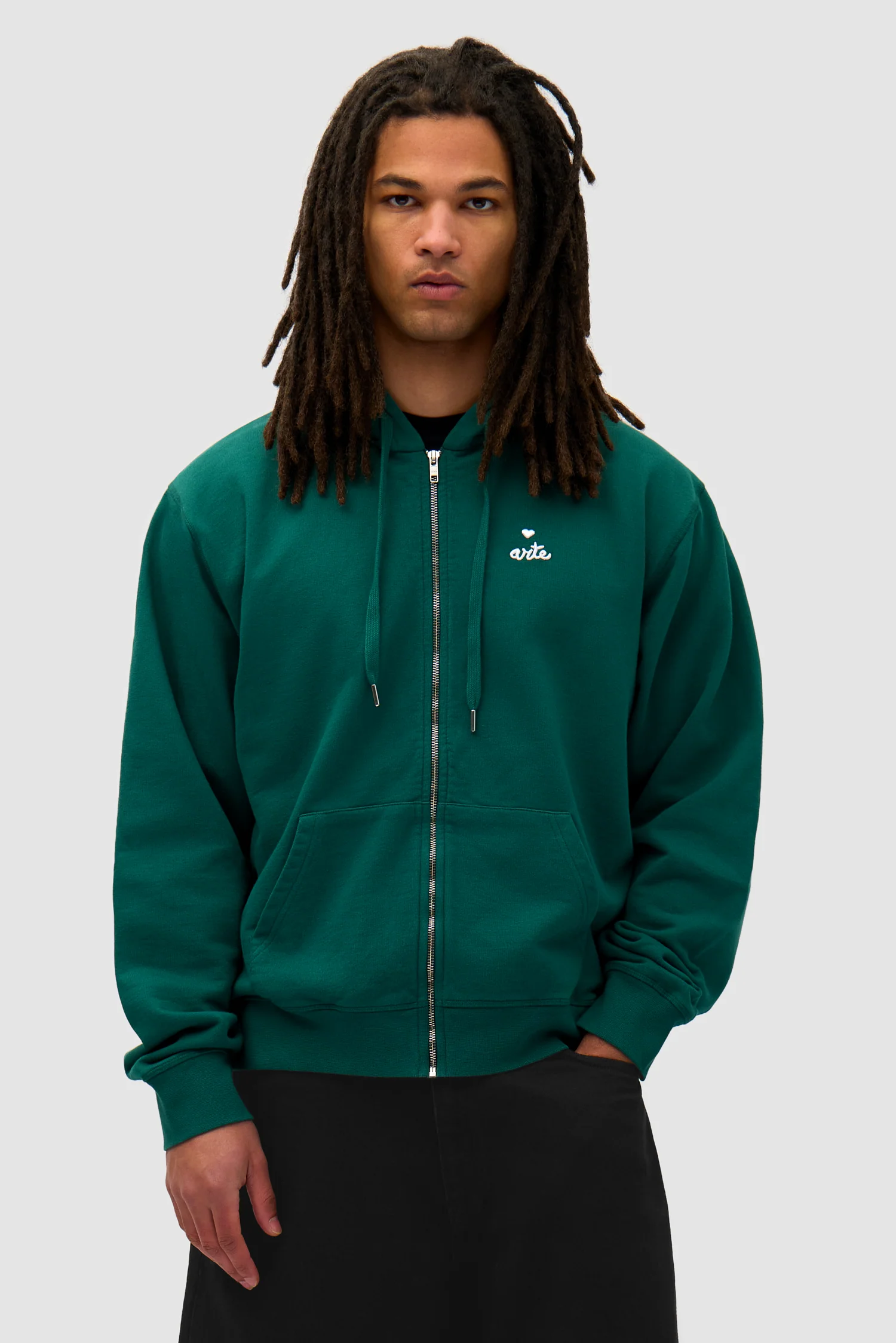 Heart Zip Hoodie - Green - Image 2
