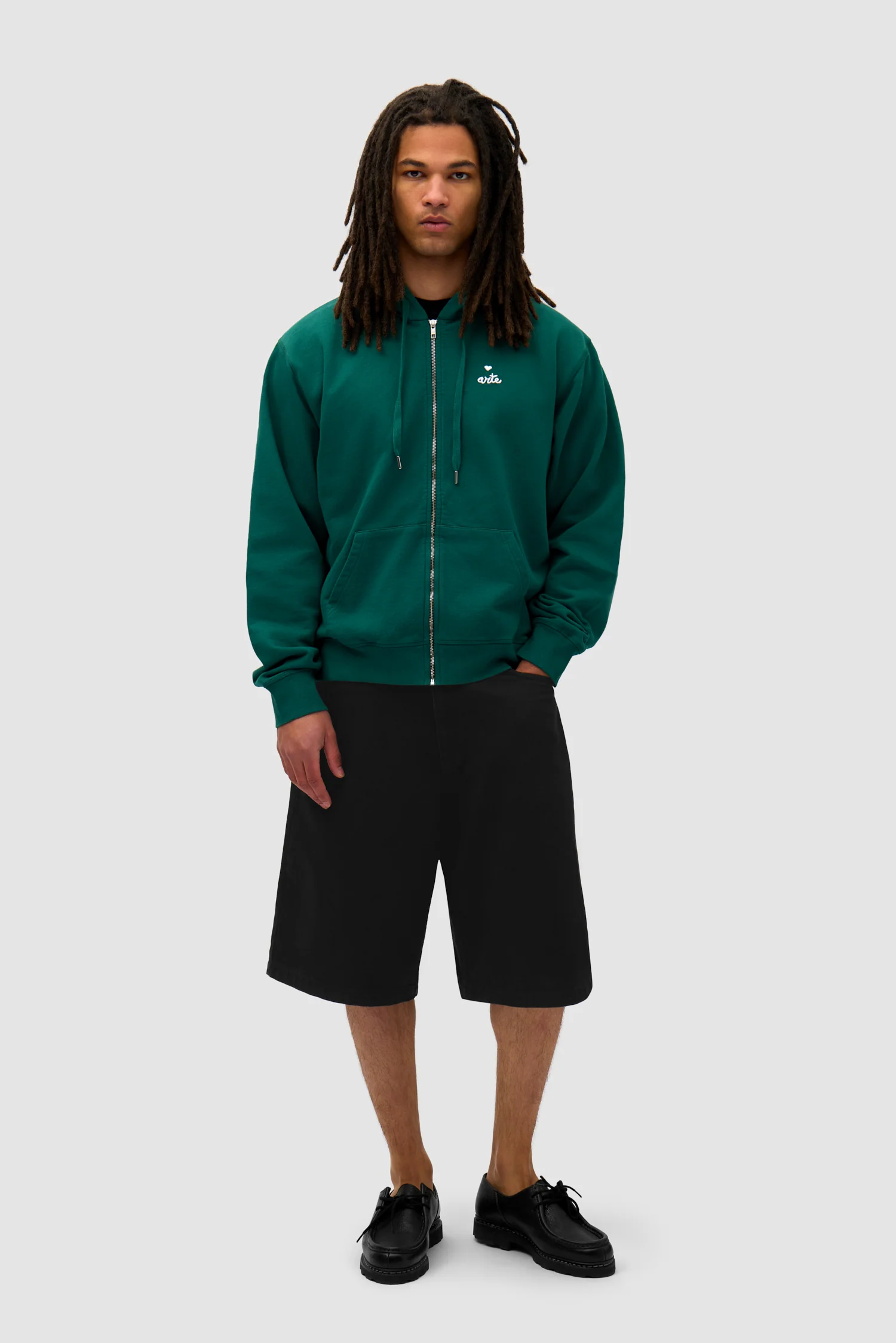 Heart Zip Hoodie - Green - Image 4