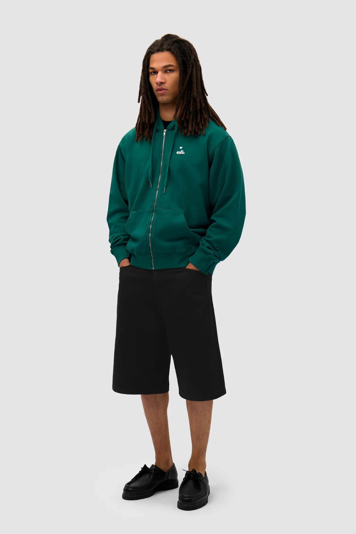 Heart Zip Hoodie - Green - Image 5