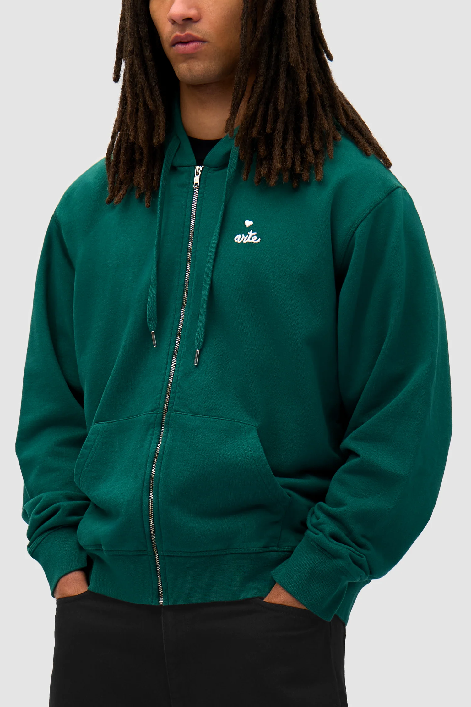 Heart Zip Hoodie - Green - Image 7