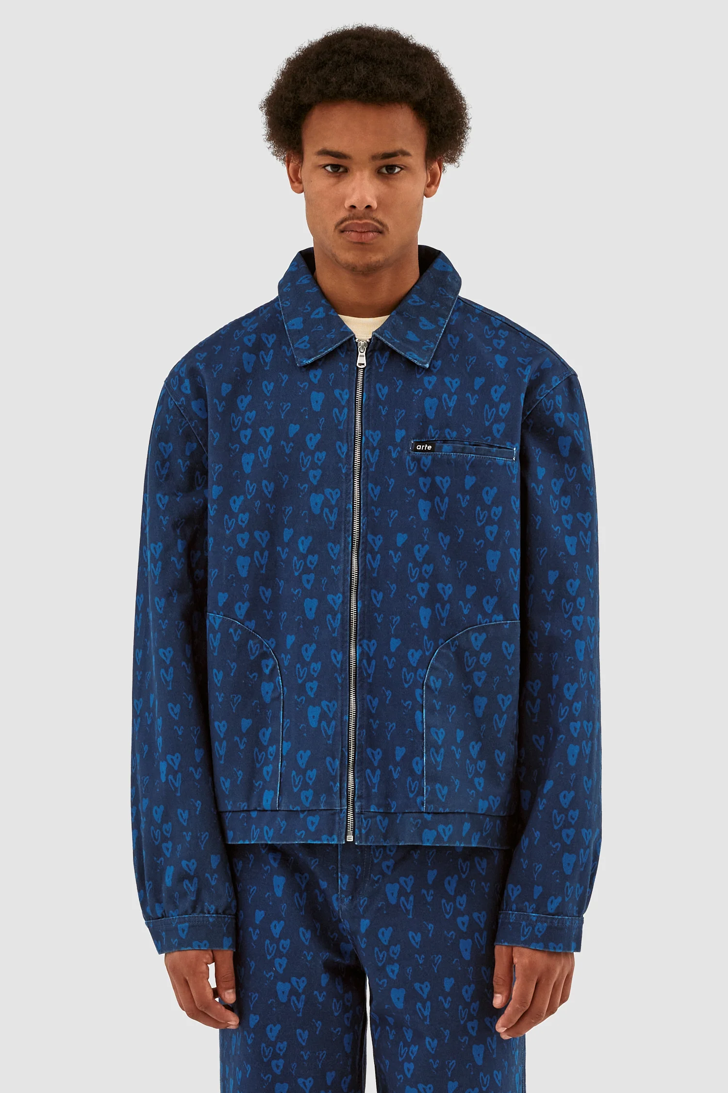 Jean Allover Heart Jacket - Navy/Blue - Image 2