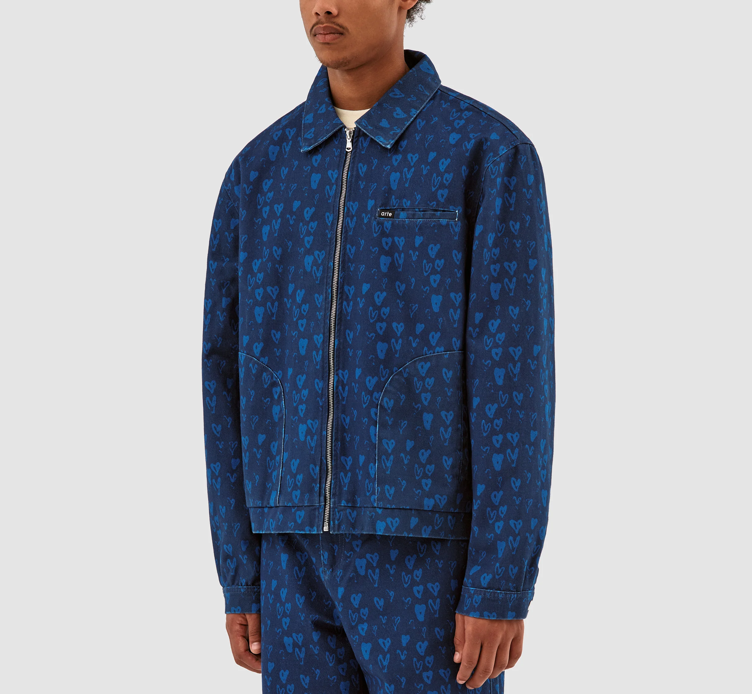 Jean Allover Heart Jacket - Navy/Blue - Image 4